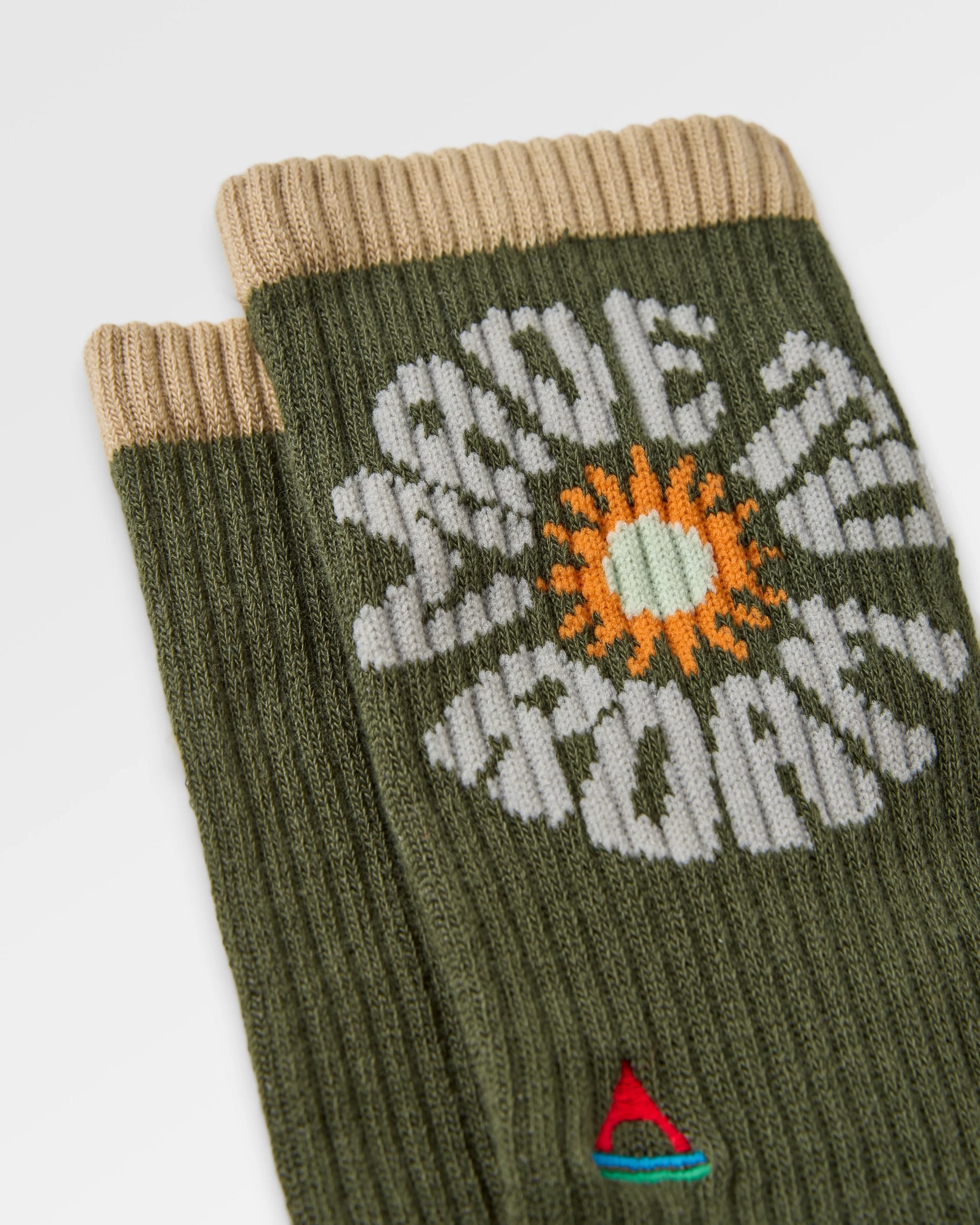 Made to Roam Graphic Crew Socks - Khaki Green | Comfortable & Stylish Hiking & Travel Socks for Outdoor Adventures