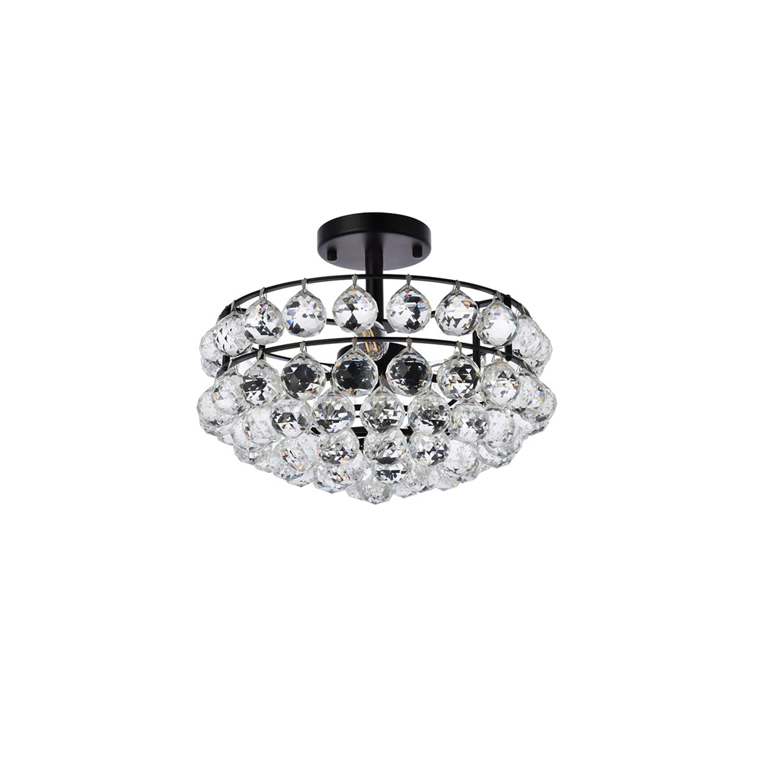 14 Inch Black Savannah Flush Mount Ceiling Light - Modern Indoor Lighting Fixture for Living Room, Bedroom & Kitchen Decor
