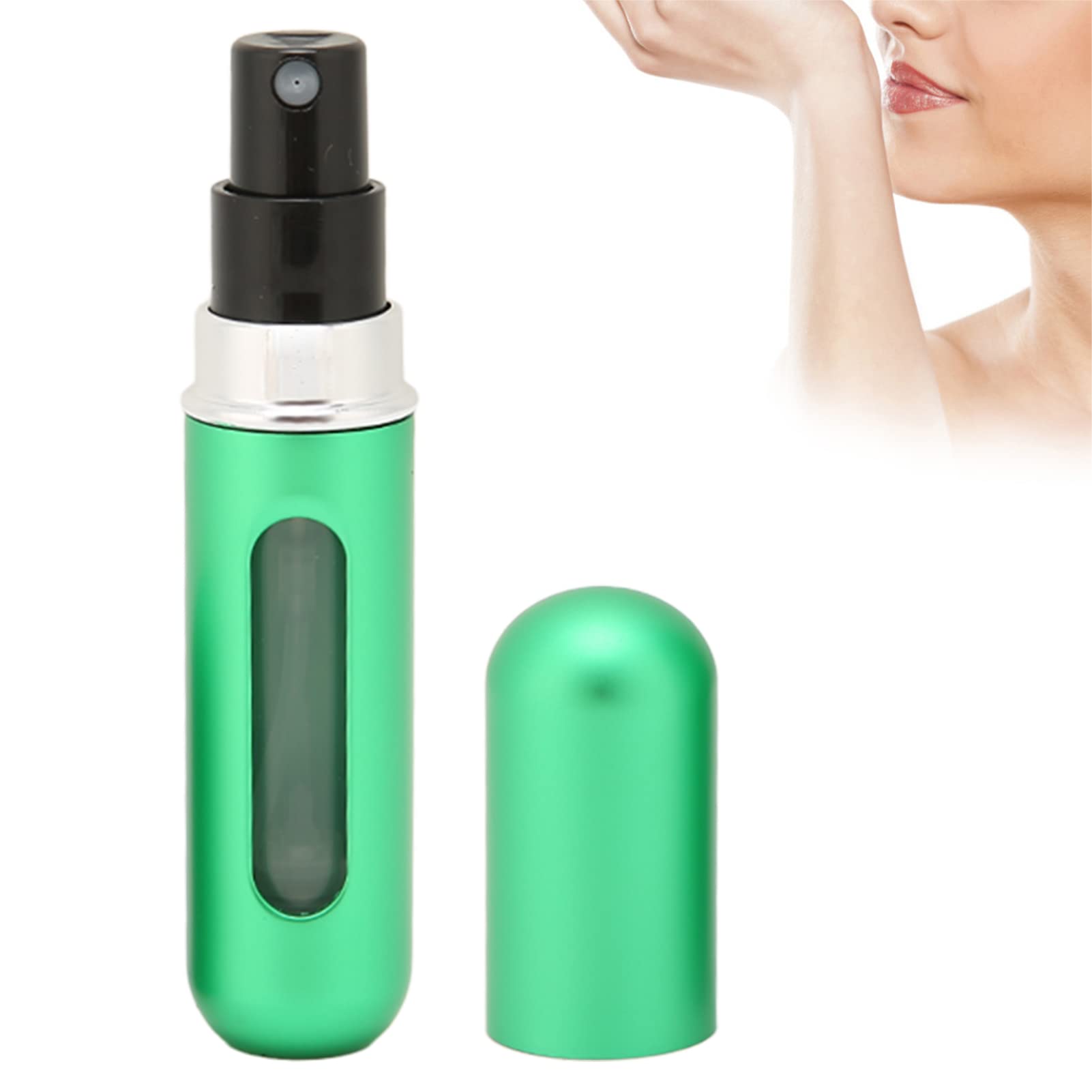 Portable Refillable Perfume Bottle - 10ml Travel Perfume Atomizer with Fine Mist Sprayer for Women & Men, Compact Leak-Proof Design for Airplane Carry-on, Gym, Office & Vacation (Green)