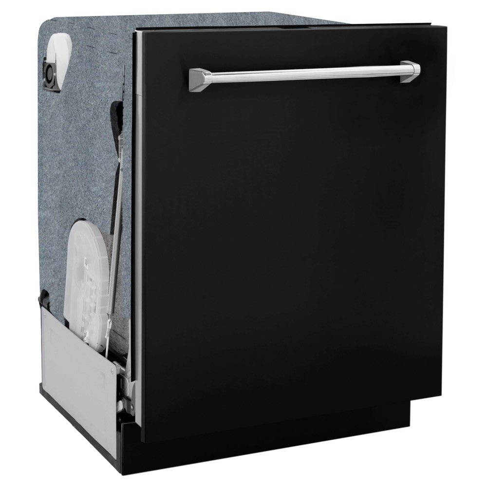 ZLINE 24 Inch Monument Series 3rd Rack Top Touch Control Dishwasher - Black Matte Panel, Ultra Quiet 45dBa (DWMT BLM 24) | Perfect for Modern Kitchens, Small Families & Energy-Efficient Homes