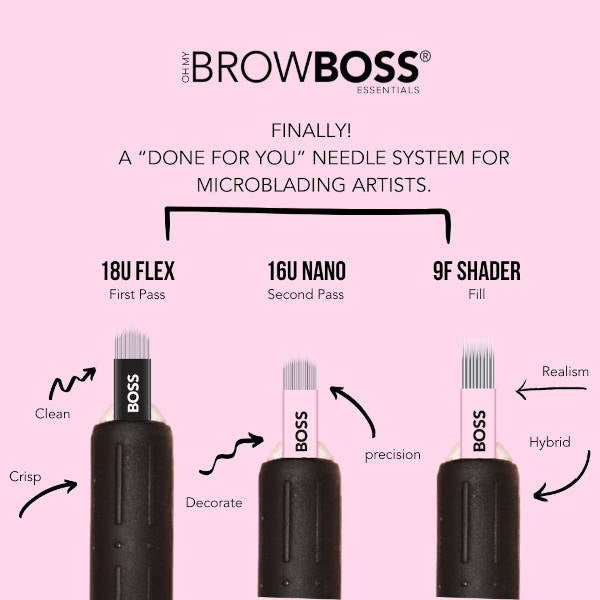 OHMYBROW BOSS Microblade Eyebrow Pen & Stencil Kit - Professional Waterproof Eyebrow Makeup Set for Natural Looking Brows - Perfect for Daily Use, Special Occasions, and Salon Professionals