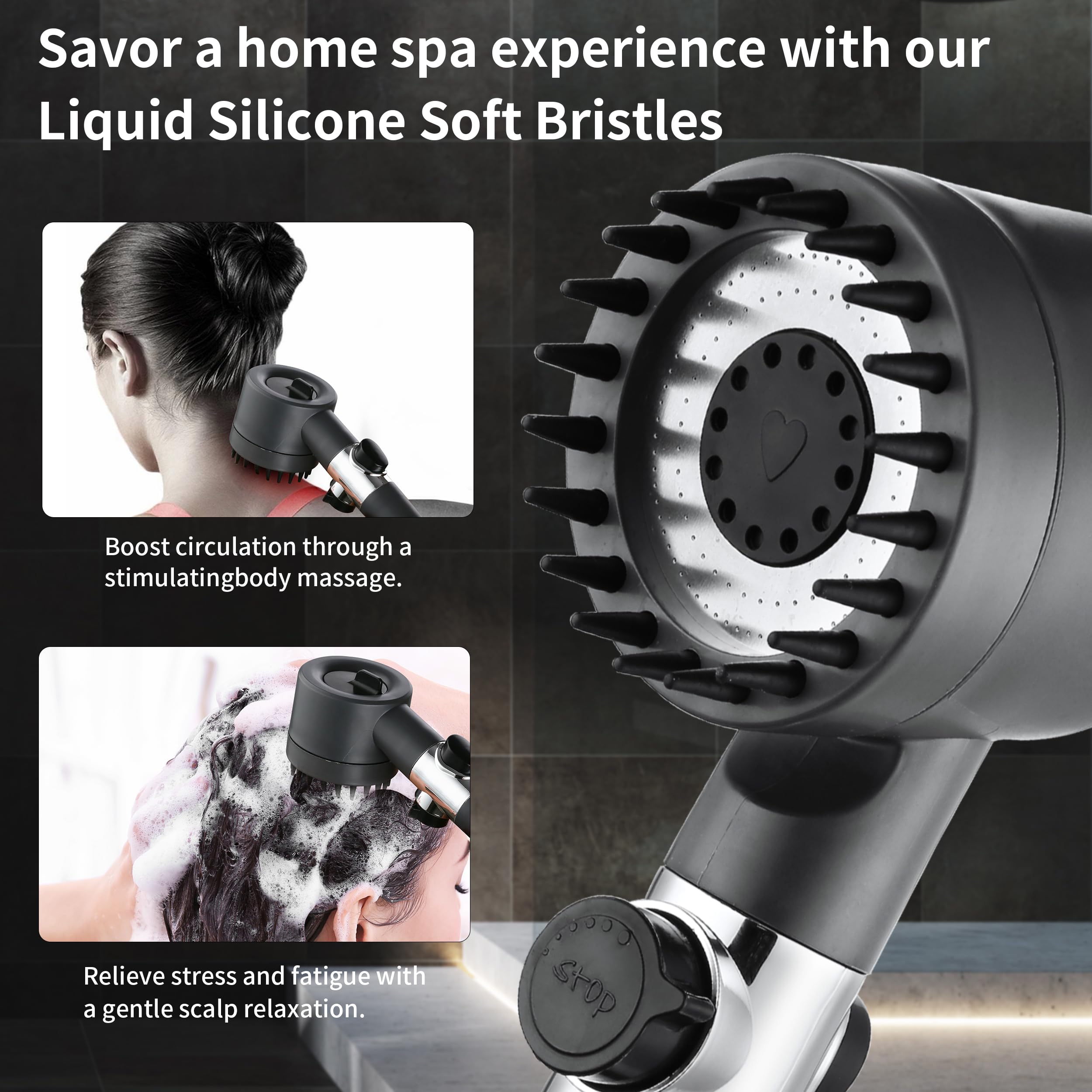 High Pressure Shower Head with Water Filter for Hard Water - Handheld Detachable Showerhead with On/Off Switch & Hose - Perfect for RV, Camper, Bathroom, and Home Use (Grey)