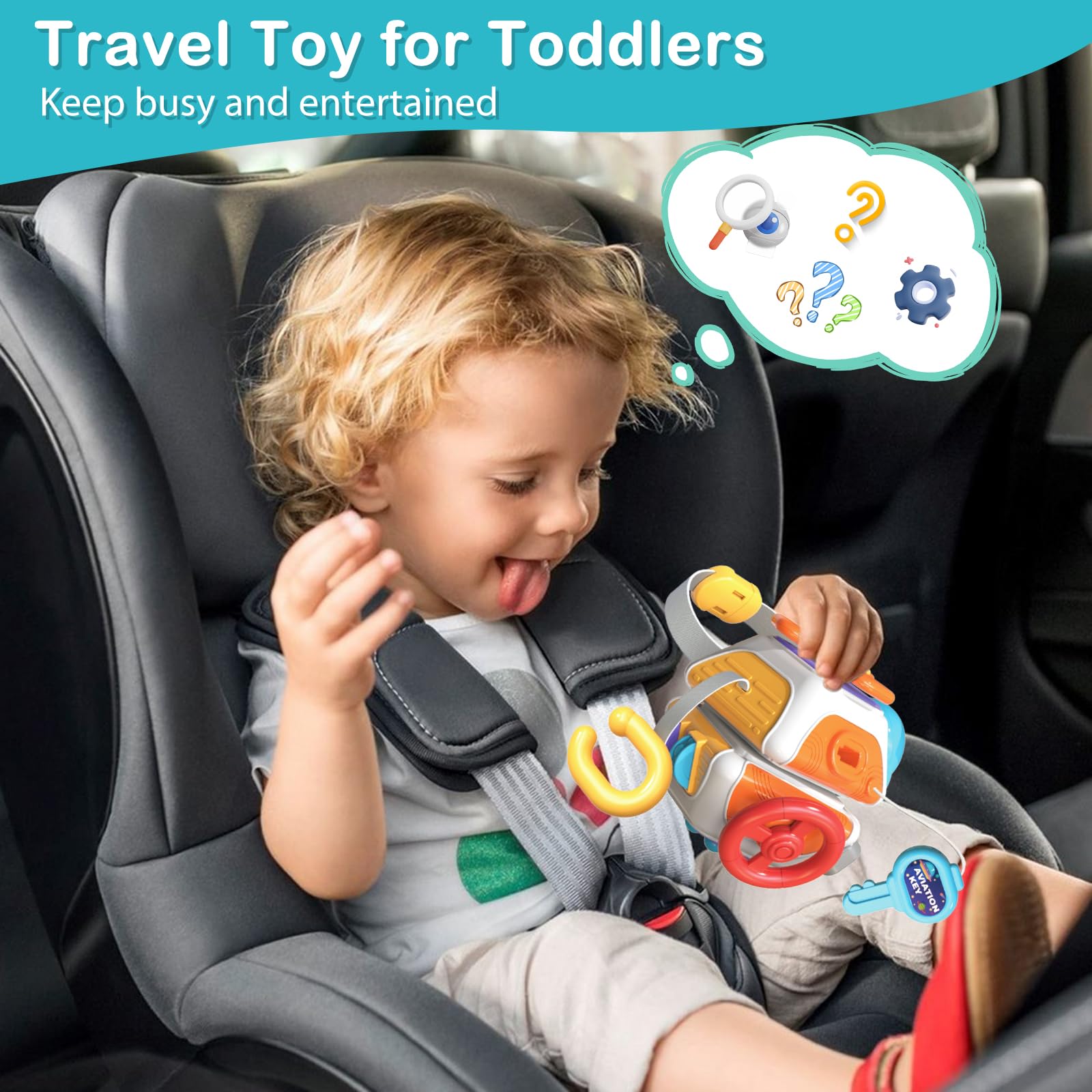 Montessori Sensory Busy Cube Toy for Toddlers 1-3 Years Old - 10-in-1 Educational Activity Cube with Fine Motor Skills Development - Perfect Travel Toy & First Birthday Gift for Baby Boys & Girls - Ideal for Airplane, Car Rides & Quiet Playtime at Home