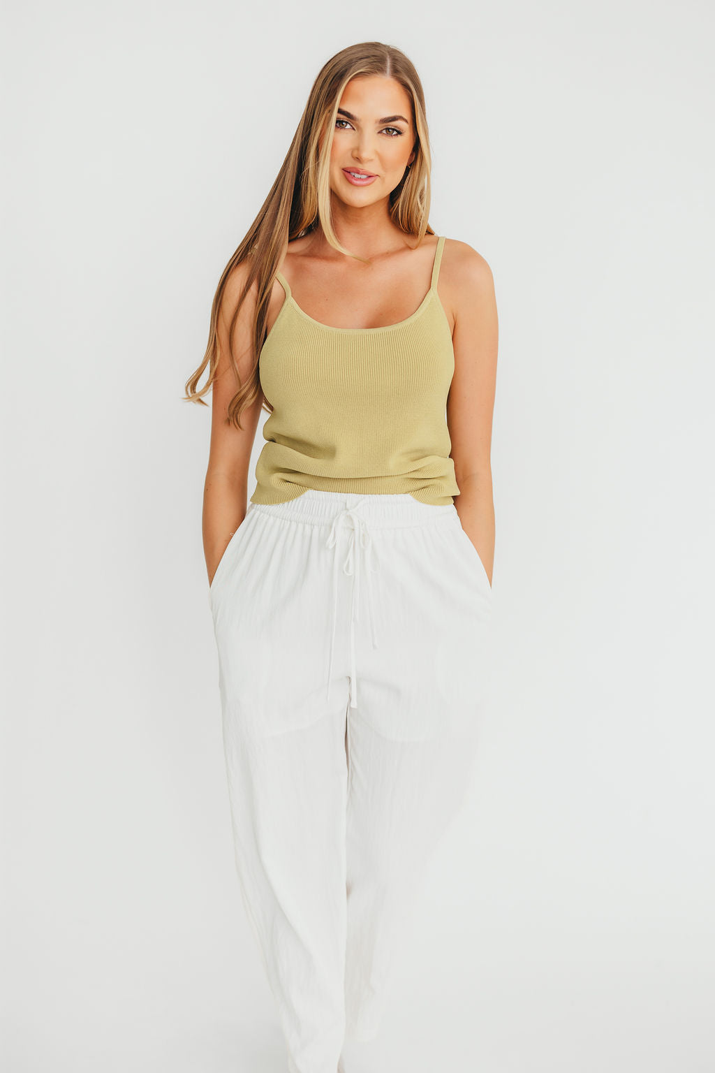 June Double Drawstring Wide Leg Pants for Women - Comfortable High Waist Casual Trousers with Elastic Waistband | Perfect for Yoga, Lounge, Travel & Everyday Wear (White)