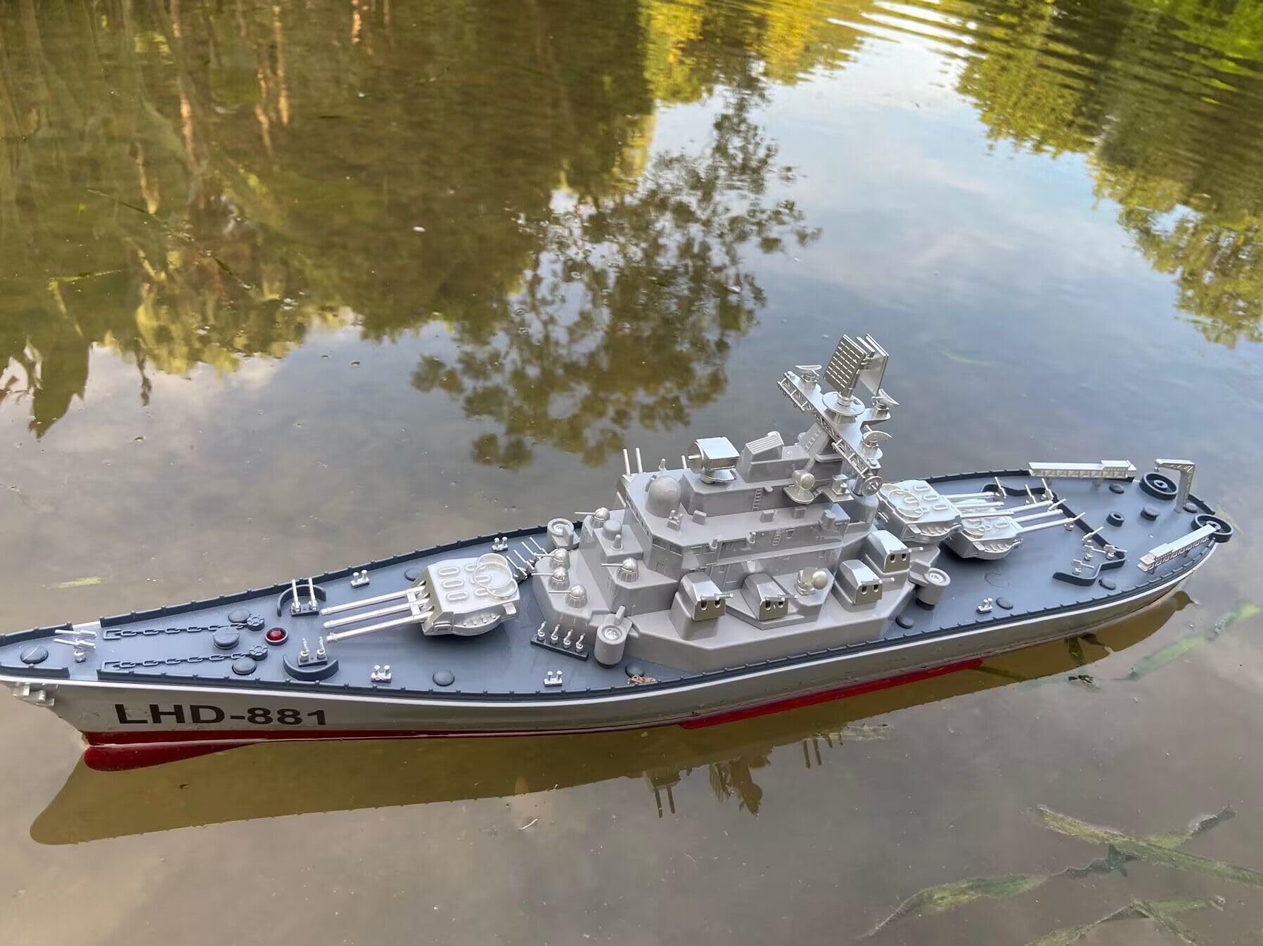 SOWOFA 24-inch Louisiana Class RC Cruiser Warship - Electric Remote Control Boat with Super Long Hull, Military Toy for Kids, Launchable Aircraft Carrier Model - Perfect for Pool Play, Battles, and Collectors