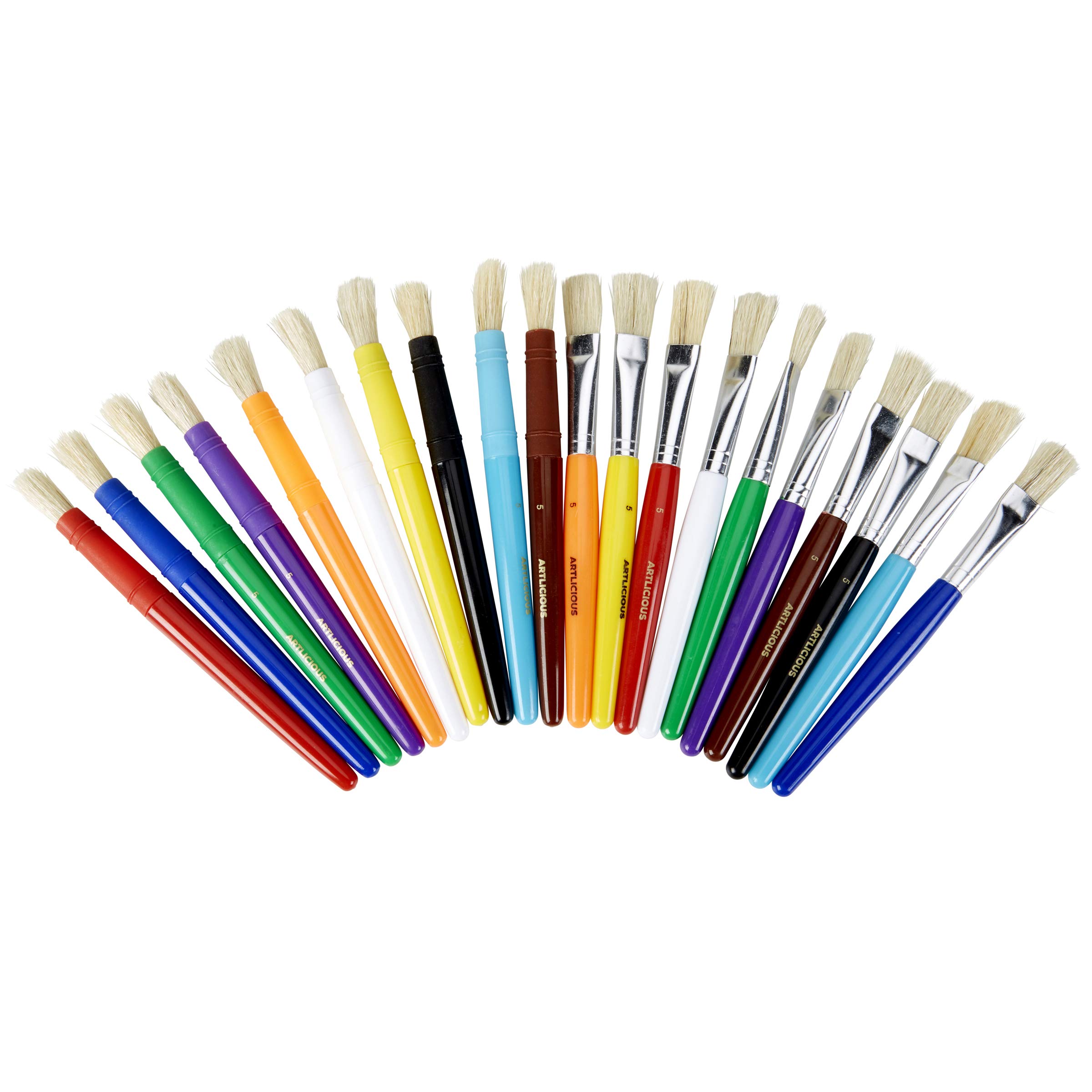 20 Pack Kids Paint Brushes - Easy Clean Toddler Painting Set, Bulk Assorted Paint Brushes for Children | Perfect for Art Class, DIY Crafts & Home Painting Projects