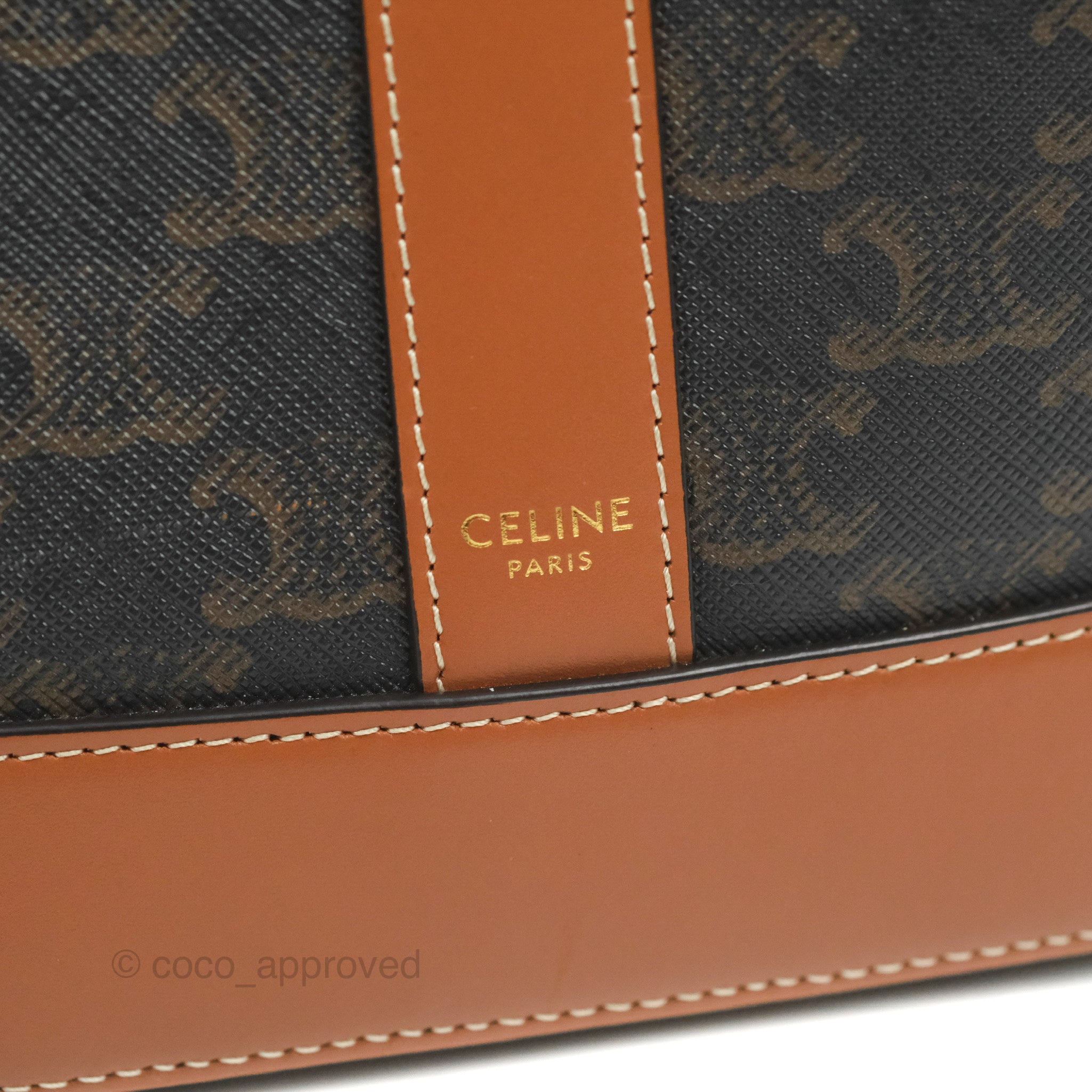 Celine Small Bucket Bag in Triomphe Canvas & Tan Calfskin Leather - Perfect for Everyday Use, Work & Travel Accessories