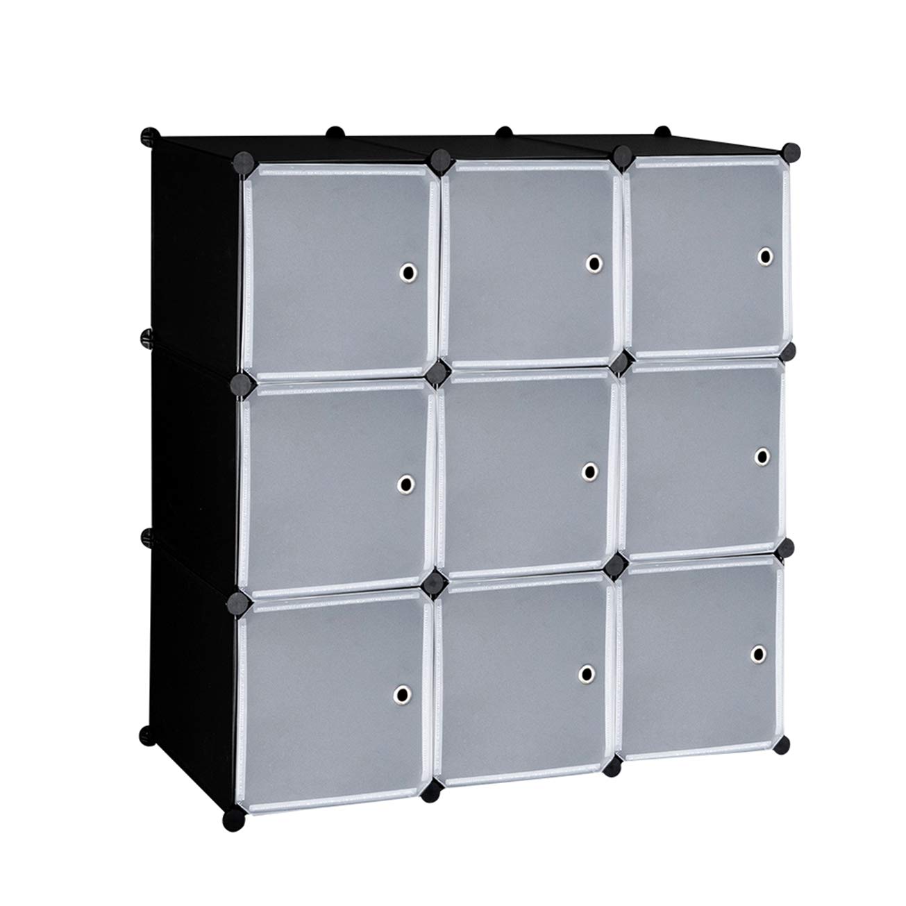 9-Cube DIY Plastic Closet Cabinet | Modular Bookshelf Organizer with Doors | Storage Shelf Units for Bedroom, Office & Kids Room | Simple Market Basket Stand by MITPATY