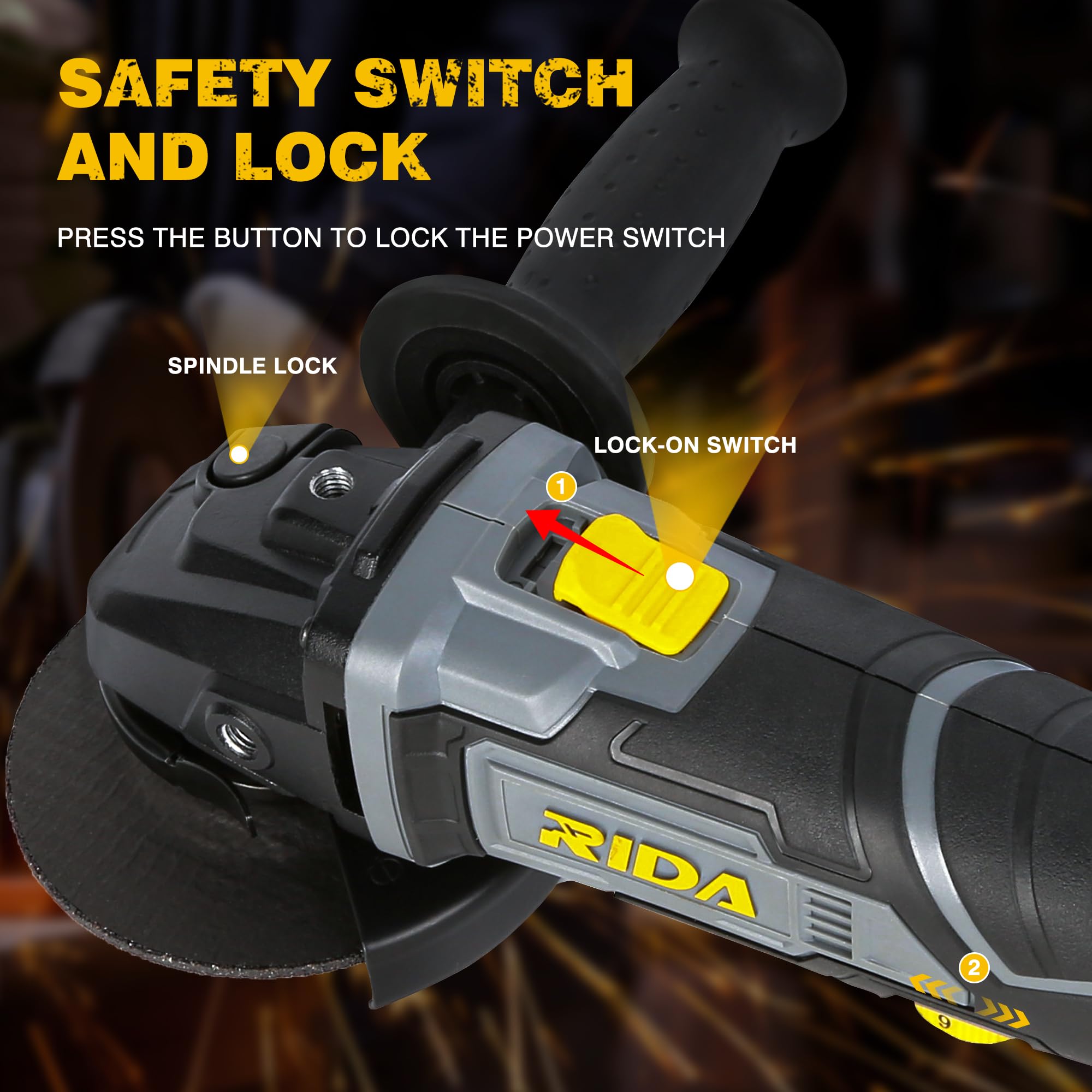 20V Cordless Angle Grinder Kit with 4.0Ah Battery & Fast Charger - 4-1/2 Inch Electric Grinder for Cutting and Grinding Metal, Stone, Concrete | Adjustable Handle, 22Pcs Accessories Included | Perfect for DIY Projects, Metal Fabrication, Construction Work and Home Renovations