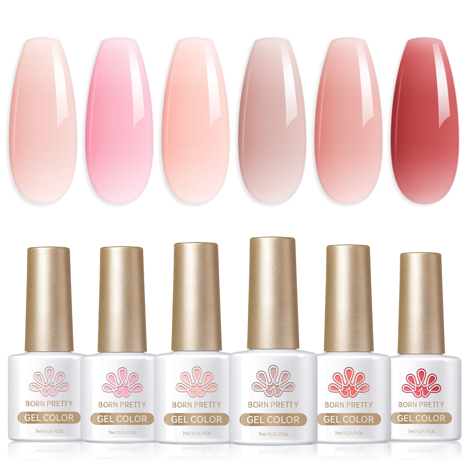6 Colors Jelly Gel Polish Set - Rose Jelly Nail Polish 7ml for Manicure & Pedicure at Home Salon