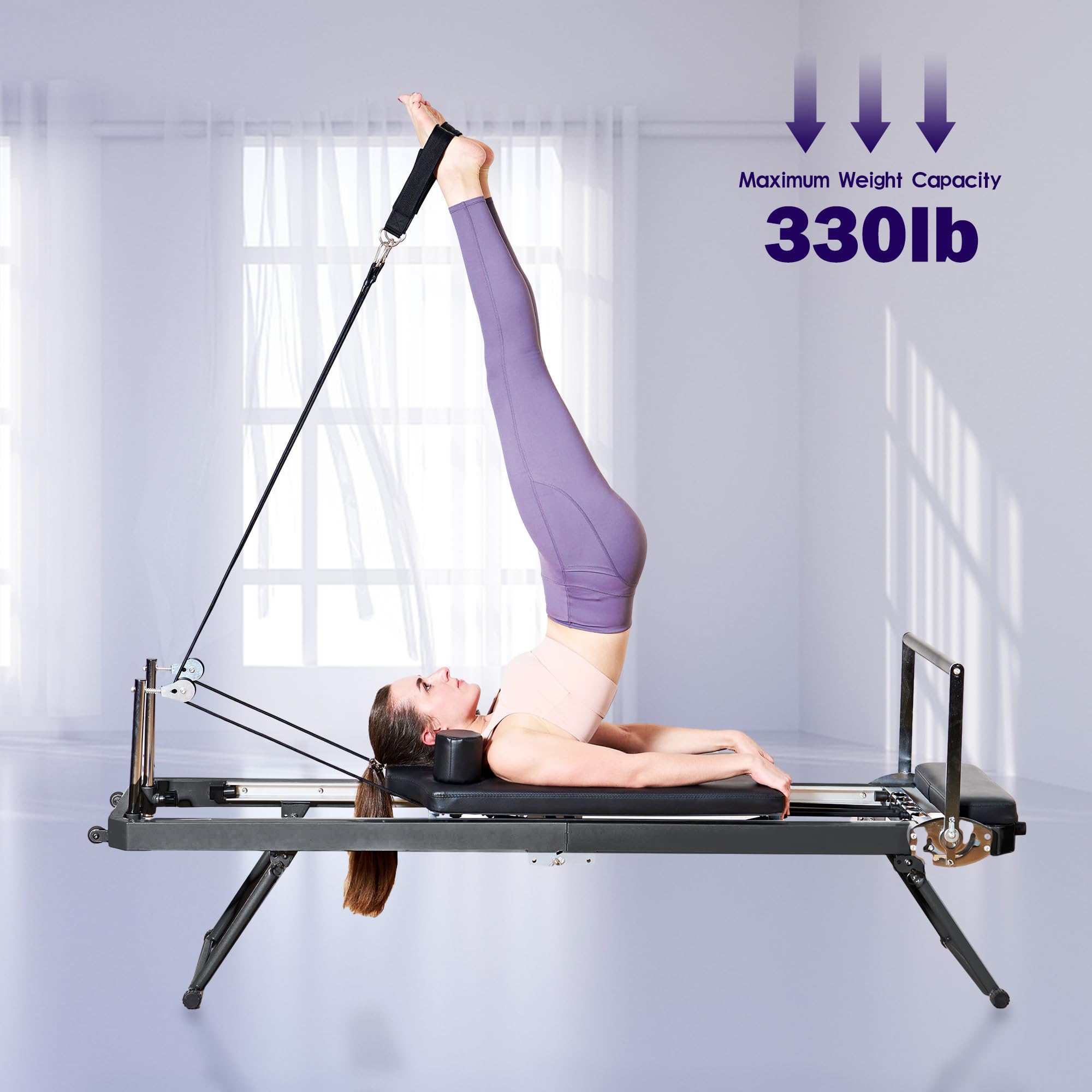 Foldable SogesGame Pilates Reformer Machine - 330lbs Weight Capacity Home Gym Equipment for Beginners & Advanced Users | Perfect for Home Workouts, Physical Therapy & Fitness Training