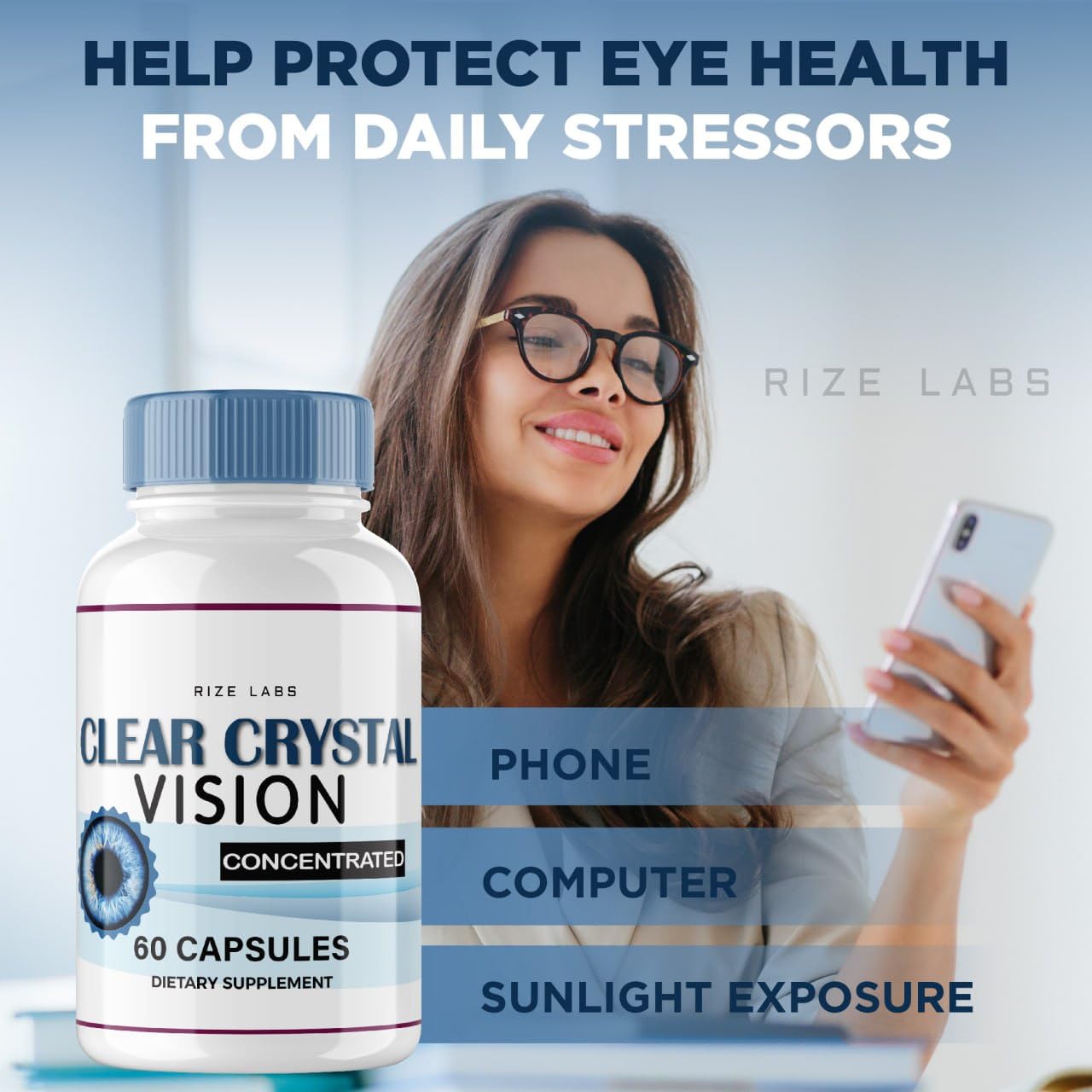 (5 Pack) Clear Crystal Vision Supplement - 300 Capsules for Healthy Eyes & Blurry Vision Relief | Supports Eye Function & Clarity | Perfect for Computer Users, Gamers & Seniors