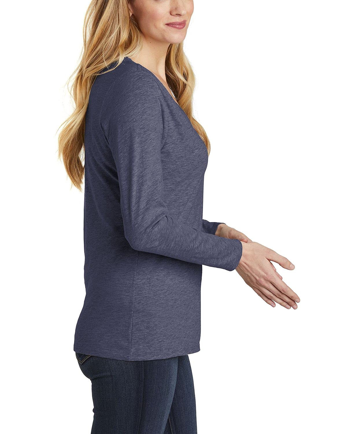 JustBlanks Women's Long Sleeve V-Neck T-Shirt - 100% Ring Spun Cotton, Shoulder Taping for Comfort - Perfect for Layering, Casual Wear & Office Outfits
