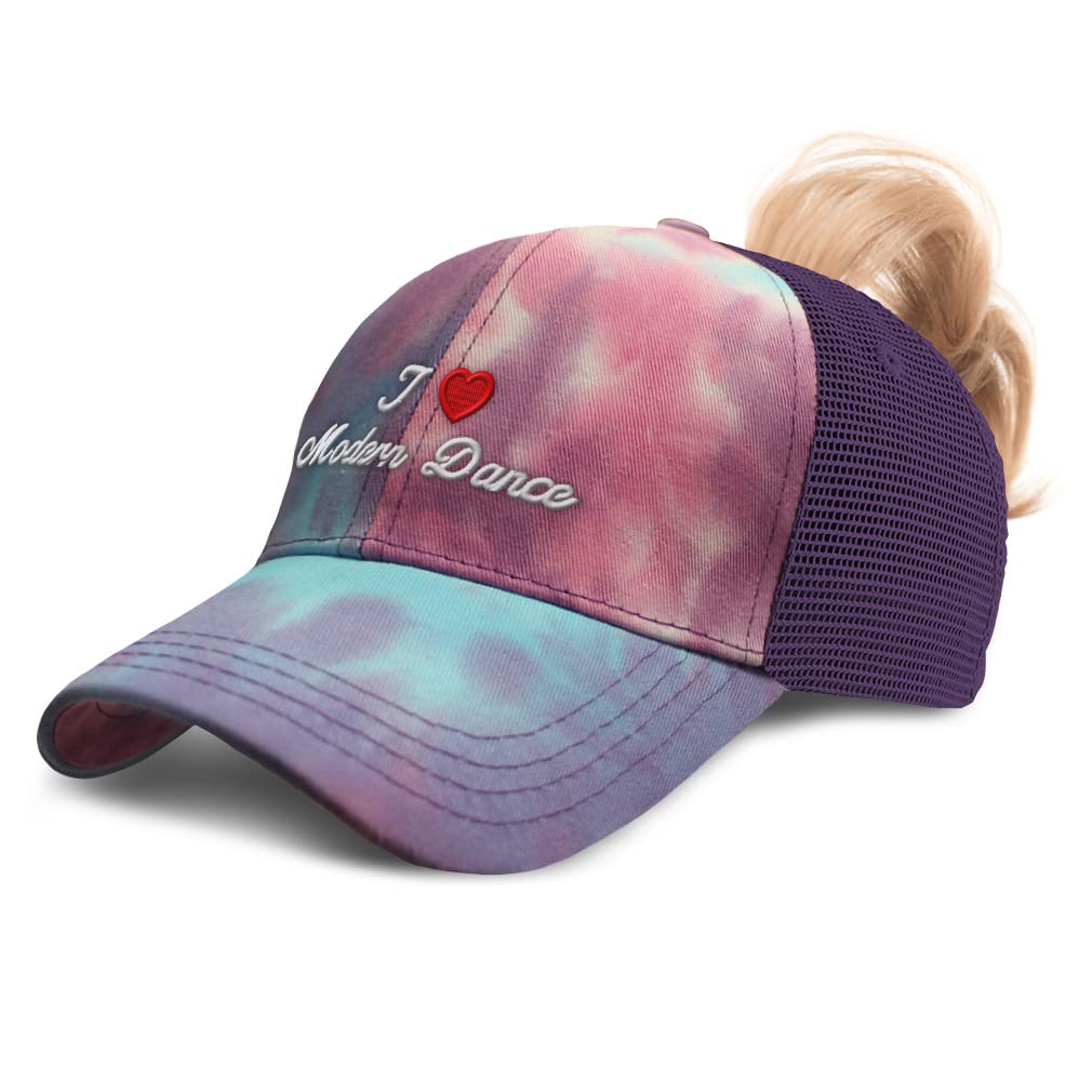 Women's Modern Dance Ponytail Cap with Red Heart Design - Perfect for Dance Enthusiasts and Lovers - Ideal for Dance Classes, Performances, and Casual Wear