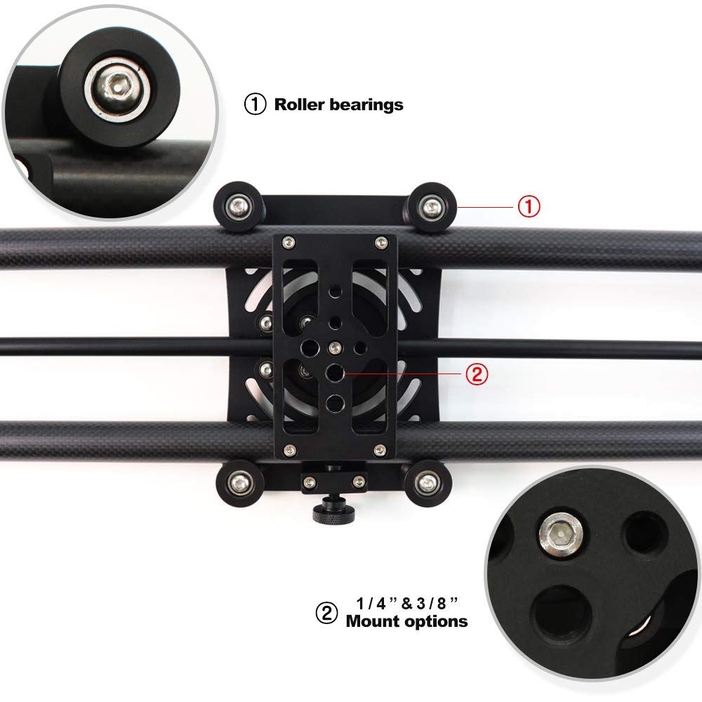 KONOVA P1 Series Carbon Fiber Camera Slider Dolly - 80cm (31.5 inch) Parallax Panorama Shooting Tool for DSLR, Mirrorless & Smartphone - Includes Carrying Bag | Perfect for Time-Lapse, Product Photography & Cinematic Video Production