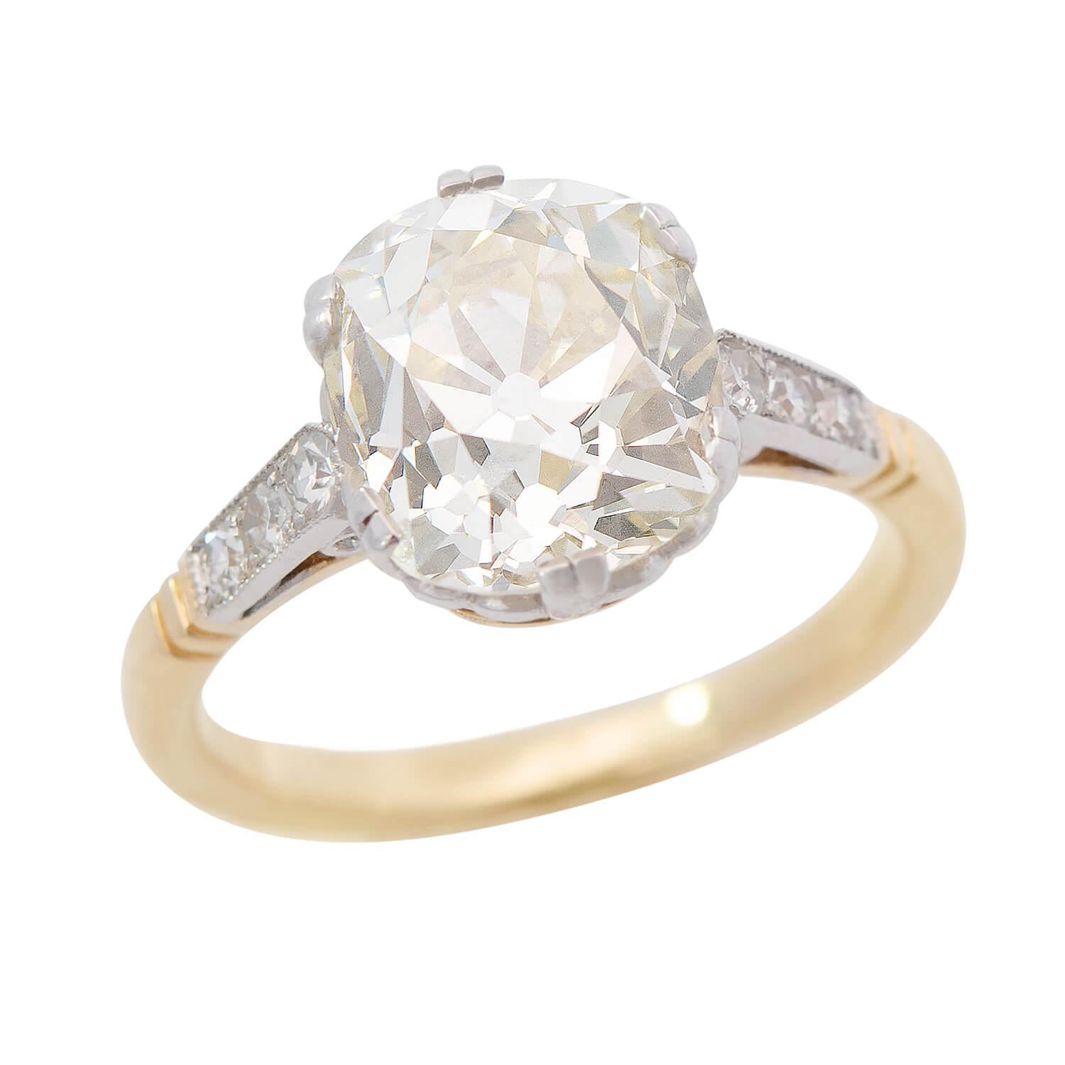 Exquisite Art Deco Style 18k Gold/Platinum GIA Certified 4.07ct Diamond Engagement Ring for Women - Perfect for Proposals, Anniversaries & Special Occasions