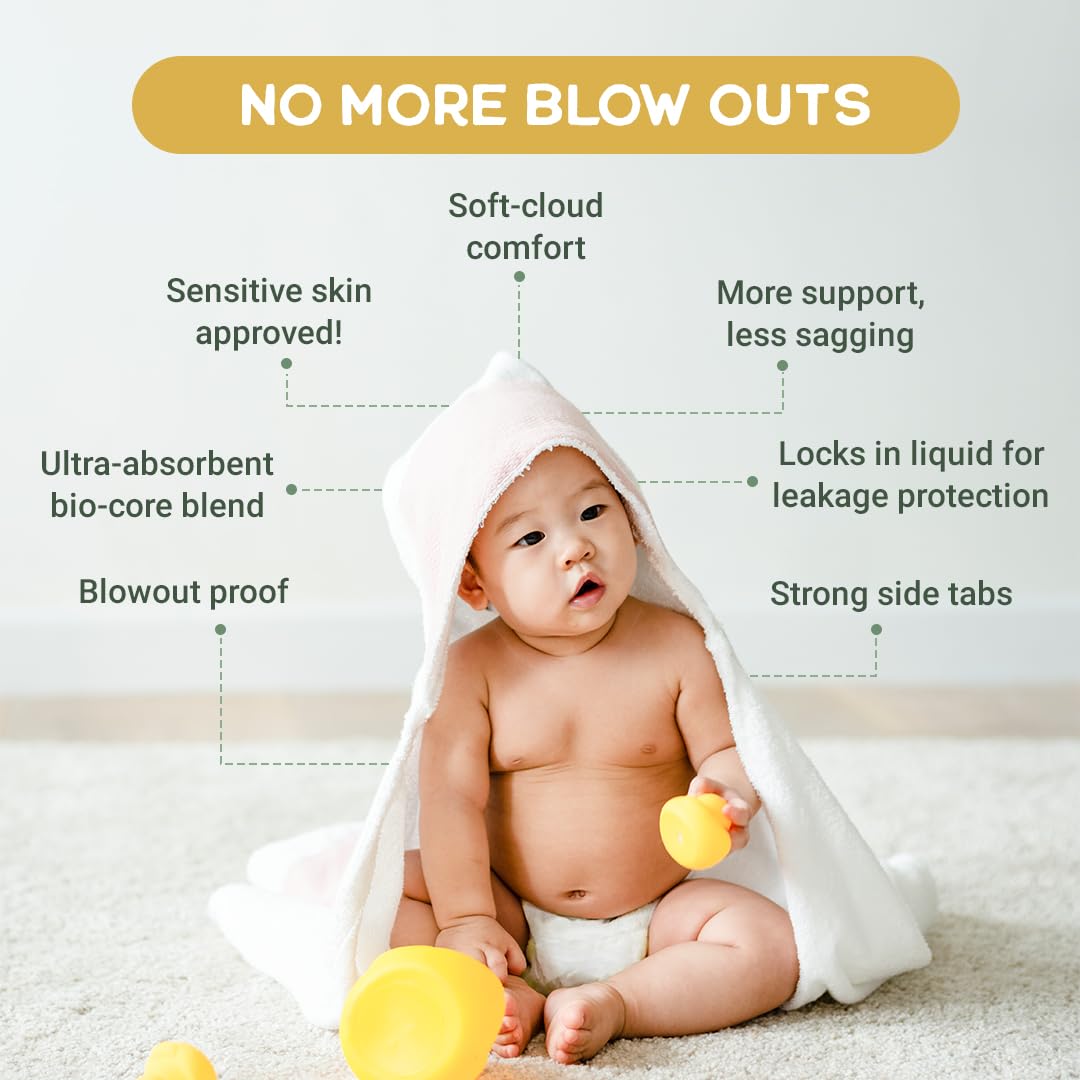 Happy Little Camper Size 6 Ultra-Absorbent Baby Diapers - Hypoallergenic, Chlorine-Free & Unscented Disposable Diapers for Sensitive Skin - 102 Count - Perfect for Overnight Protection, Daycare & Travel