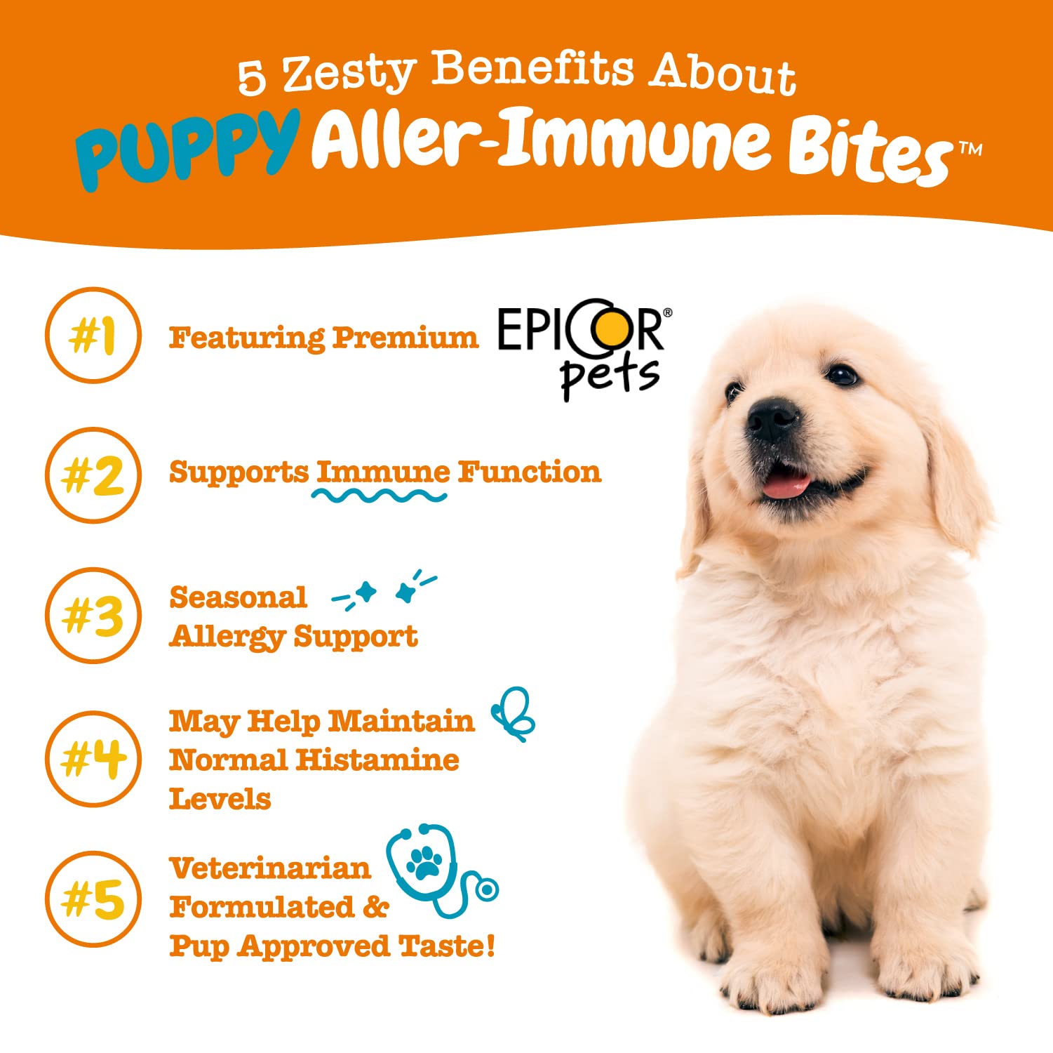 Zesty Paws Puppy Allergy & Immune Support Soft Chews with Probiotics - Puppy Calming Soft Chews for Anxiety Relief - Vet Recommended for Puppy Health & Wellness - Perfect for Travel, Training & Stressful Situations