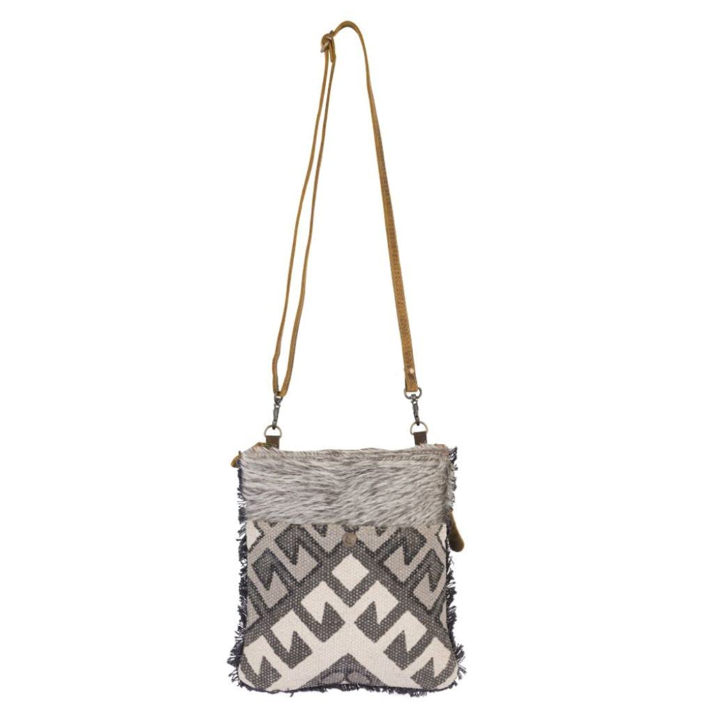Myra Crisscross Crossbody Bag - Upcycled Leather & Canvas for Travel & Daily Use