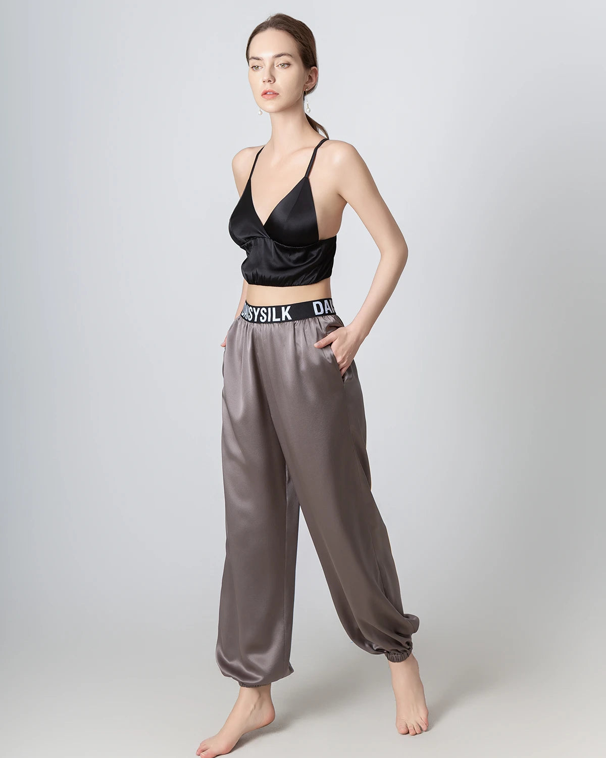 French Triangle Cup Camisole Silk Bra - Women's Soft Lace Bralette for Comfort & Support | Perfect for Sleepwear, Lounge Wear & Layering Under Sheer Tops