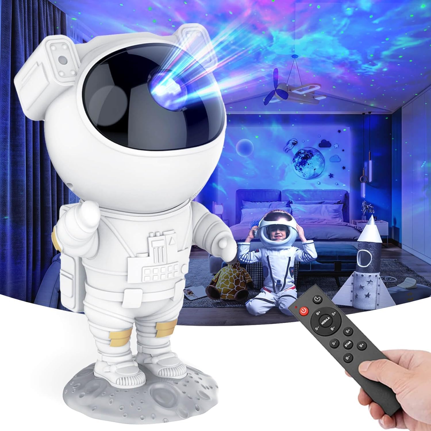Astronaut Star Projector Night Light for Kids - Galaxy & Nebula LED Projector with Timer & Remote Control | Perfect for Bedroom, Nursery & Relaxation
