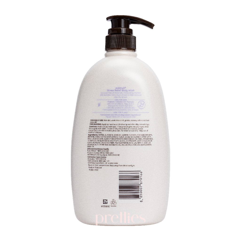 Aveeno Stress Relief Body Wash with Lavender - 1L (33.8 fl oz) for Relaxing Bath & Shower | Soothes Dry Skin & Promotes Calm