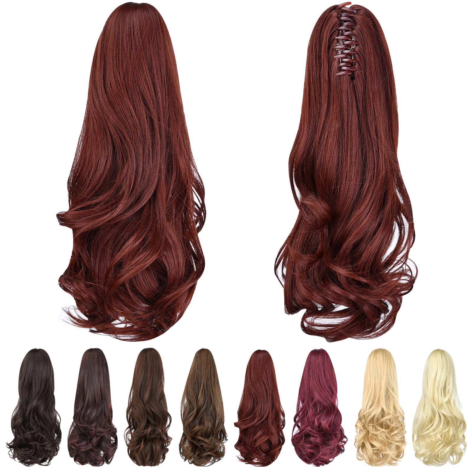 Natural Straight Ponytail Hair Extension with Claw Clip - Seamless Blonde Brown Black Hairpiece for Women - Perfect for Parties, Weddings & Everyday Styling