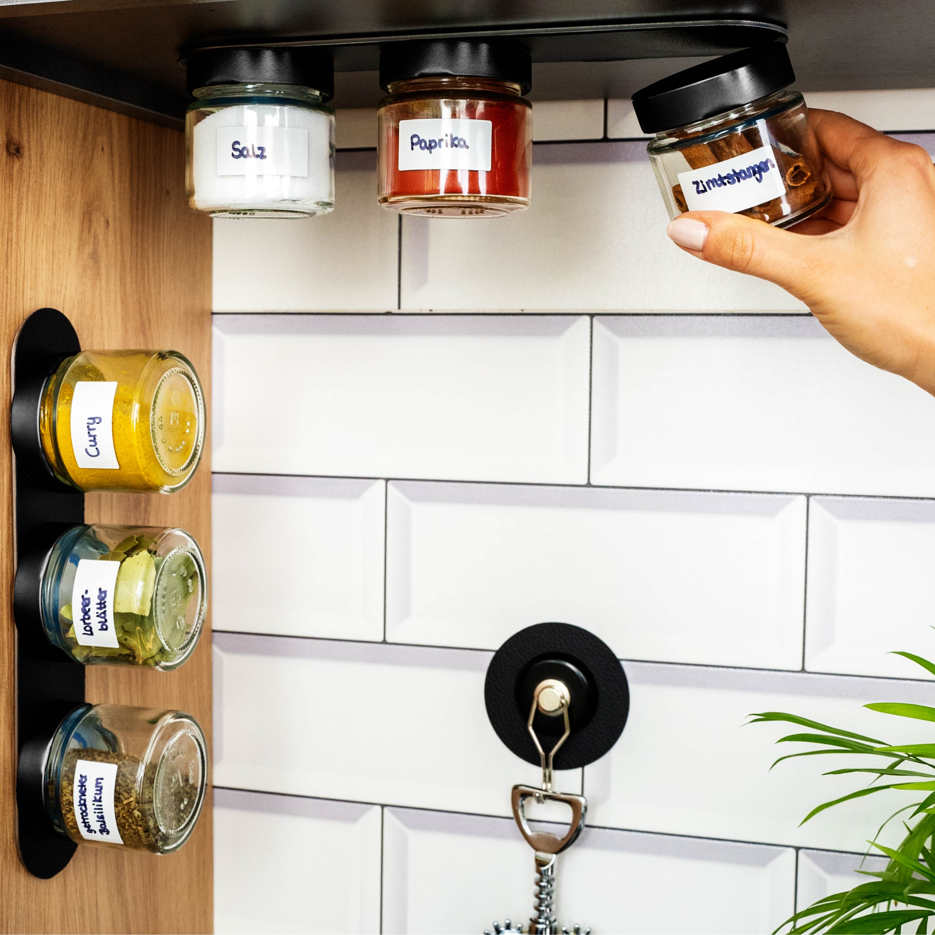 Premium Black & Classy 125ml Magnetic Spice Jars with Metal Strip - Ideal for Kitchen Organization, Pantry Storage & DIY Spice Rack Projects