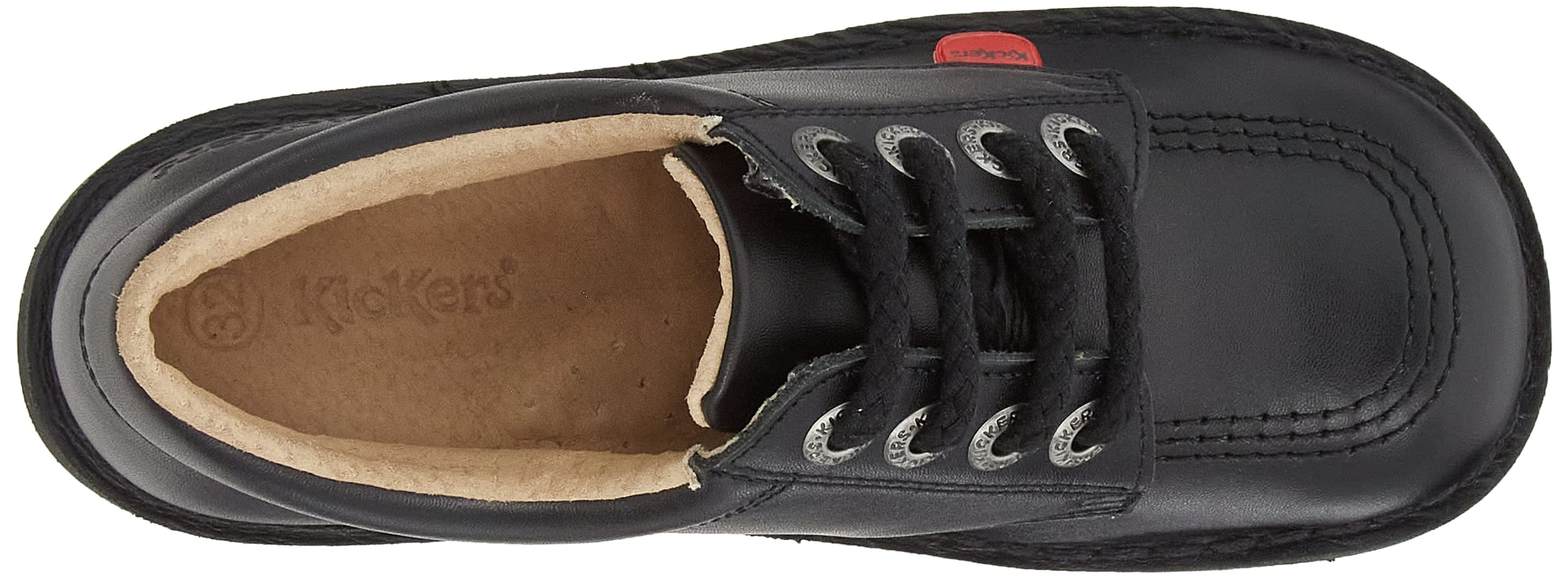 Kickers Kick Lo Y Black Leather School Shoes for Kids - Comfortable & Durable Boys' Sneakers for School, Casual Wear & Everyday Use