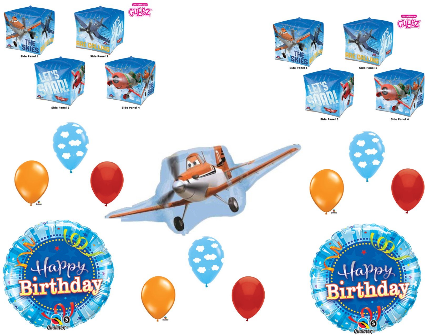 Disney Planes Movie Dusty Airplane Happy Birthday Party Balloons - Kids Room Decorations & Themed Party Supplies for Boys and Girls Birthday Celebrations
