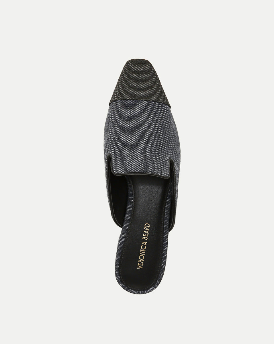 Cecile Women's Denim Cap Toe Mule Slippers - Comfortable Open Back Slide Shoes for Casual Wear, Home & Office