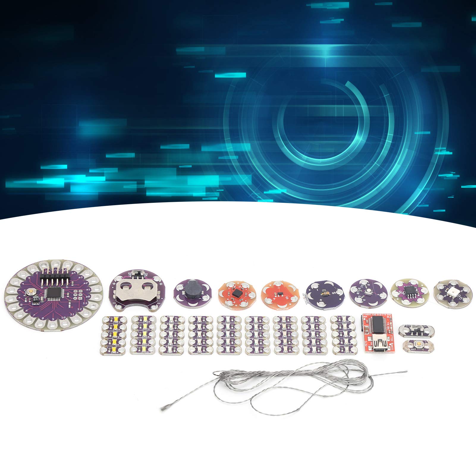 Lilypad Kit - Wearable Electronic LED & Sensor Kit with Temperature Sensor & Cable - DIY Electronics Components for STEM Projects, Fashion Tech & Interactive Wearables