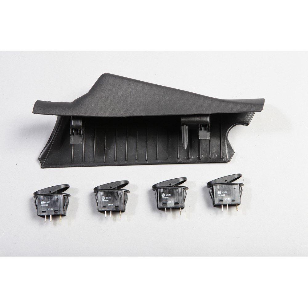 Rugged Ridge Switch Pod Kit for Jeep Wrangler JK (2011-2018) - A-Pillar Mount with 4 Switches, Black, RHD (Part# 17235.97) | Off-Road Lighting & Accessory Control for Enhanced 4x4 Adventures
