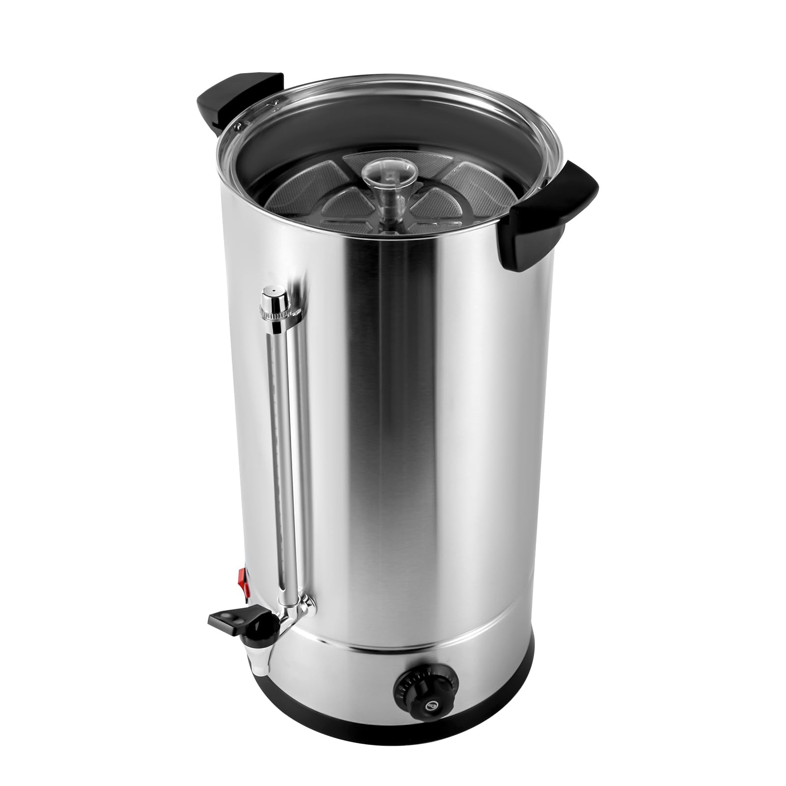 150 Cup Commercial Coffee Urn - 125L/6.6 Gal Stainless Steel Coffee Dispenser with Removable Filter | 1000W Quick Brew Large Coffee Maker for Restaurants, Catering & Events | Double Wall Insulated Silver Coffee Urn for Offices, Cafes & Parties