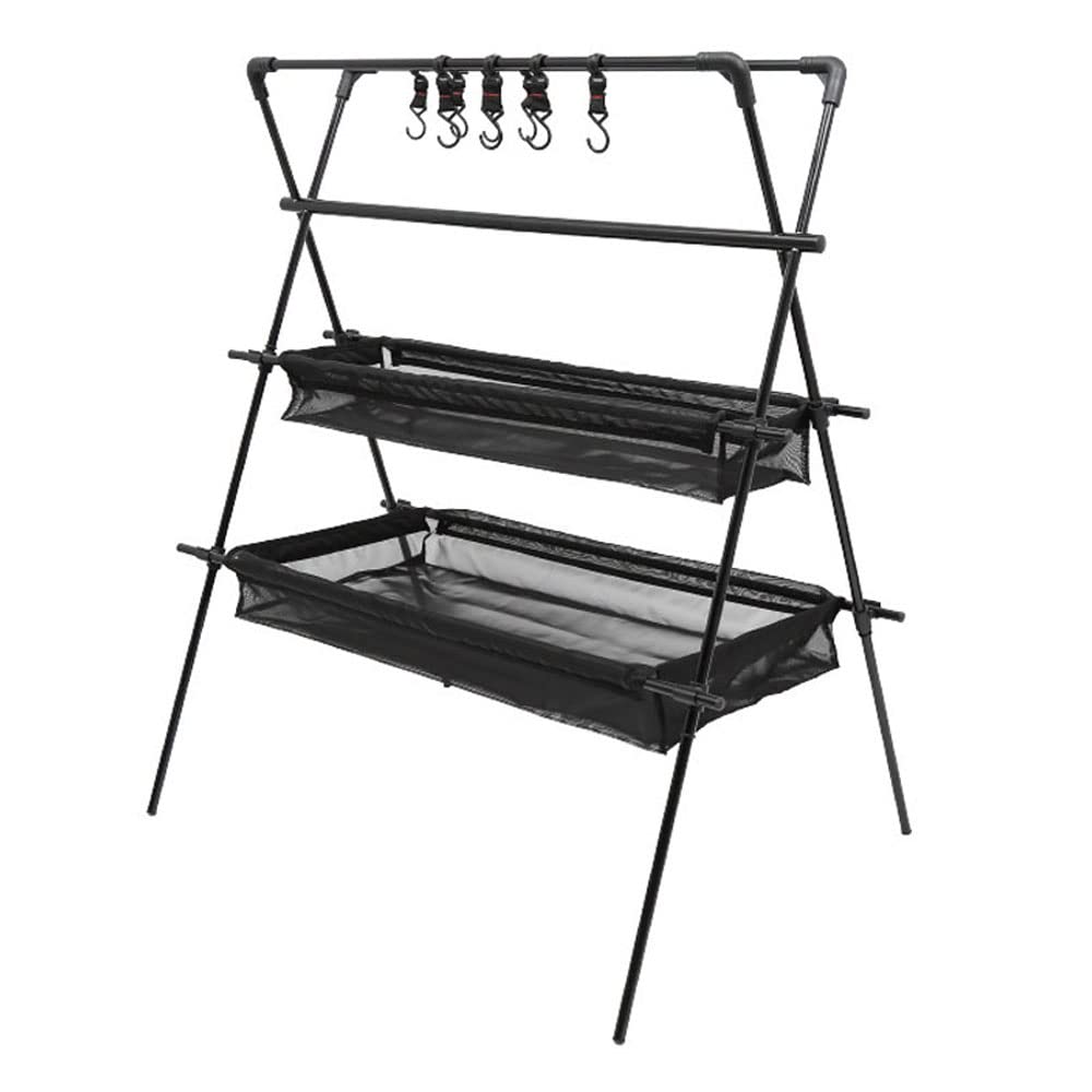 Homtoozhii Aluminum Alloy Camping Storage Rack - Multi-Layer Cookware Hanger & Triangle Stand for Outdoor Cooking Organization | Perfect for Camping, Picnics, Fishing & BBQ Gear Storage