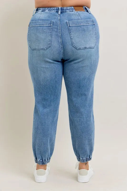 Judy Blue High Waist Stretch Denim Jogger Pants for Women - Comfortable Casual & Lounge Wear for Everyday Style