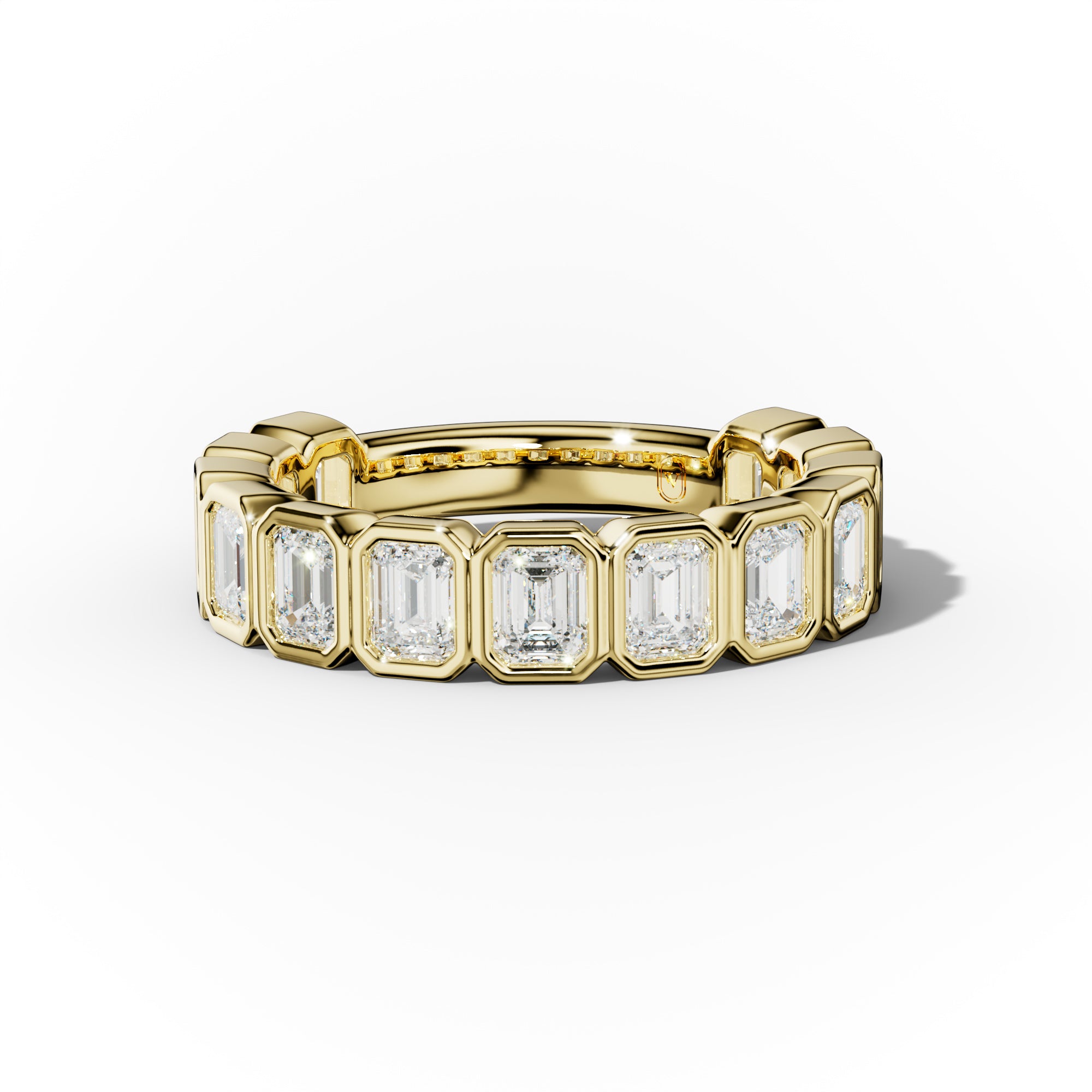 2.0 Carat Bezel Set Emerald Cut Diamond 3/4 Eternity Band - Elegant Wedding Ring for Women, Perfect for Anniversaries & Special Occasions