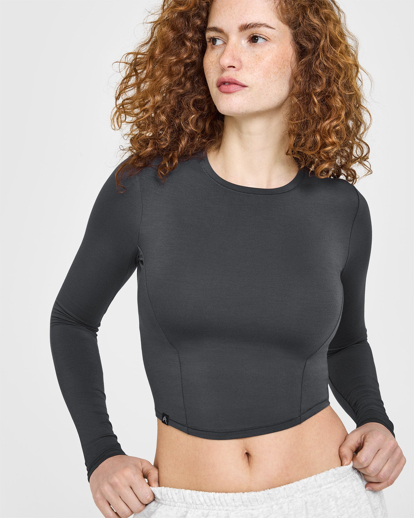 Mellow™ Soft Mid Long Sleeve Women's T-Shirt in Coal Black | Comfortable Casual Wear for Everyday Outfits & Layering