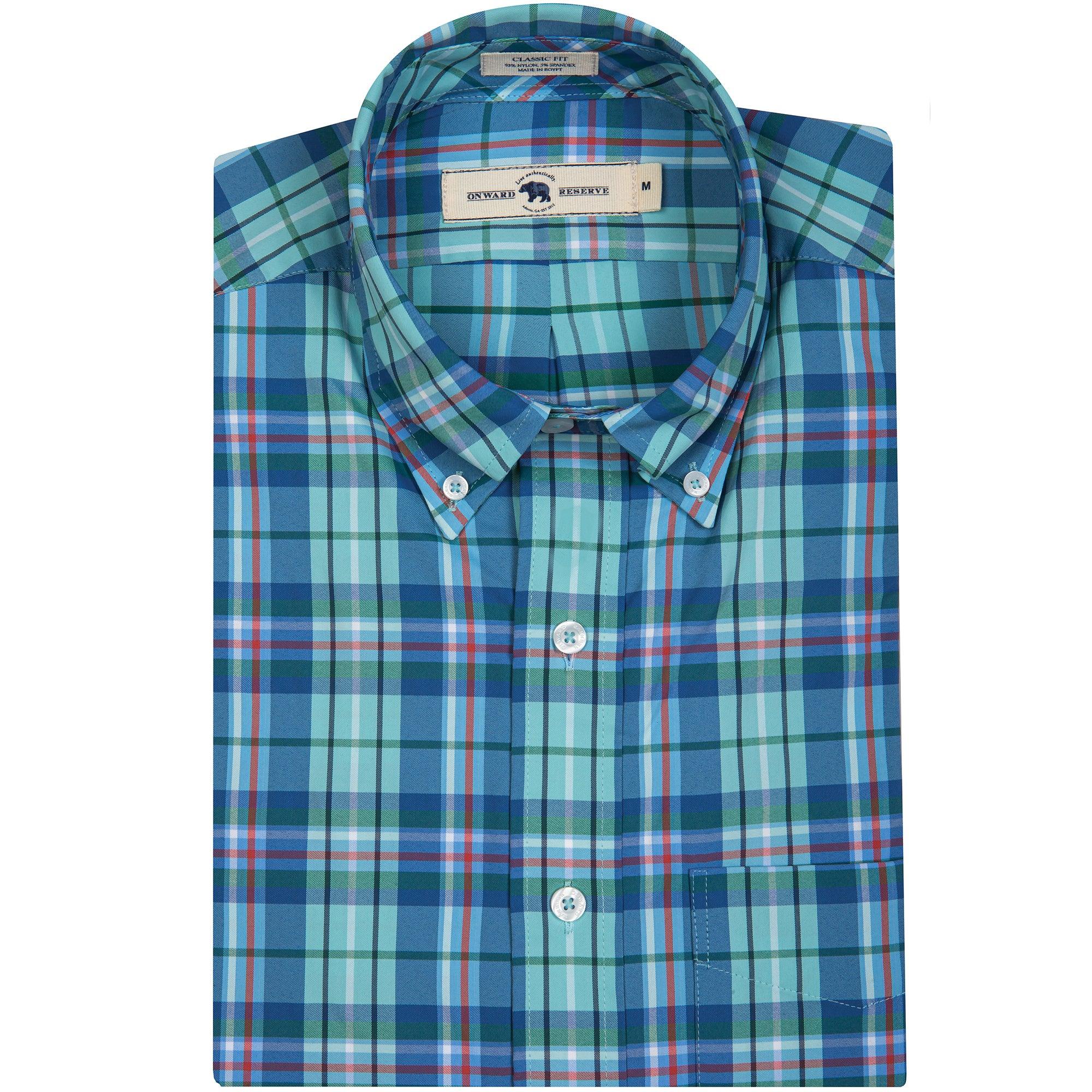 Beauchamp Men's Performance Short Sleeve Button Down Shirt - Moisture Wicking & Breathable for Golf, Work & Casual Wear