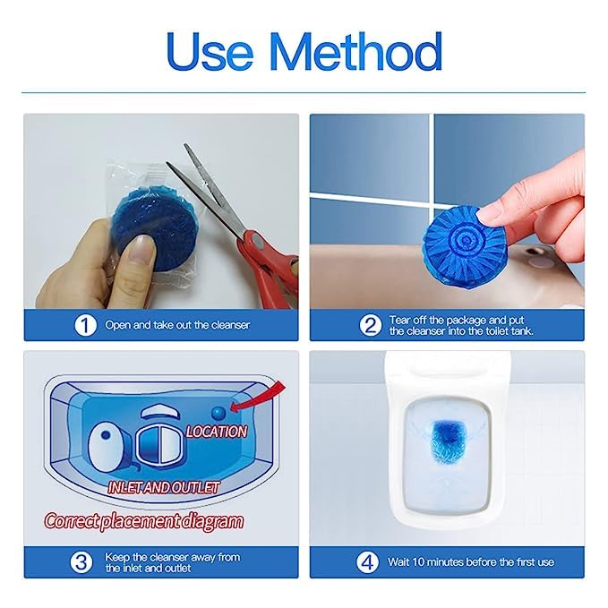 iKhodal Automatic Toilet Bowl Cleaner Tablets (20 Pack) - Long-Lasting 300 Brushes, Strong Detergent Power with Fresh Pine Scent - Blue Clean Bubbles for Bathroom & Toilet Tank - Perfect for Daily Cleaning & Stain Removal in Homes, Hotels & Offices