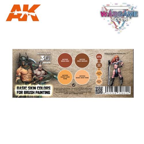 AK Interactive AK1075 Wargame Color Basic Skin Tones Acrylic Paint Set - 3rd Gen Miniature Painting for War Gaming & Model Kits - Perfect for Tabletop Figures, Dioramas & Scale Models