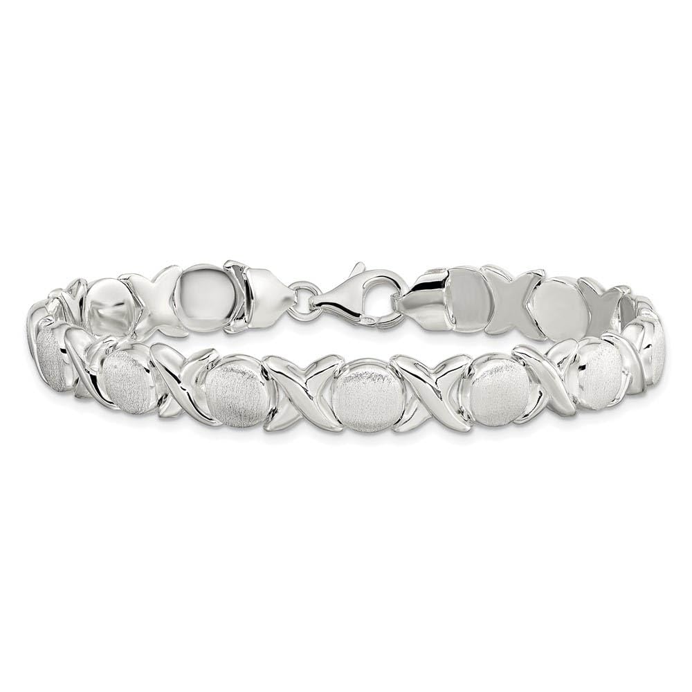 The Black Bow 9mm Sterling Silver Polished X and Satin O Link 7 Inch Bracelet - Perfect for Everyday Wear and Special Occasions