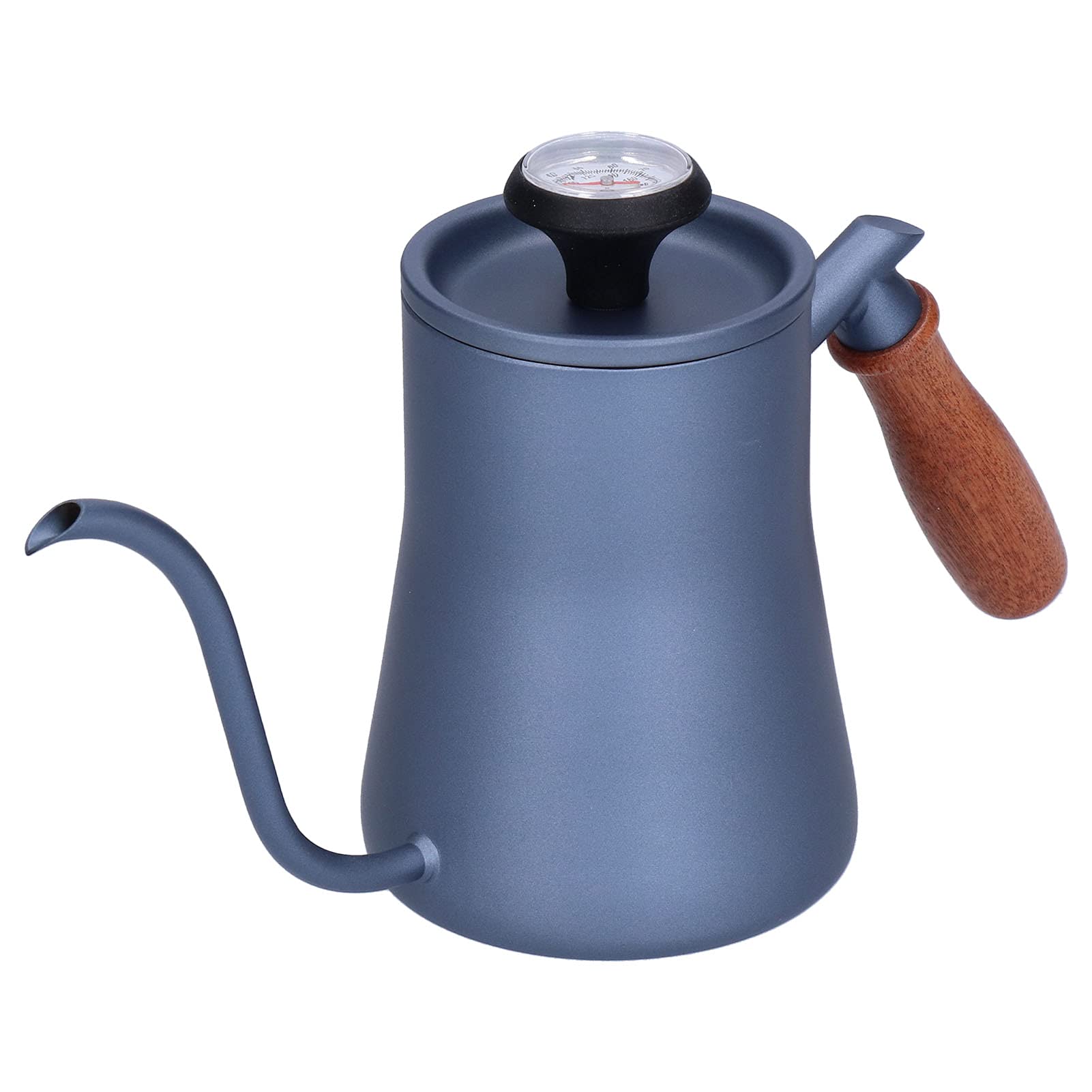 Premium 550ml Gooseneck Electric Pour Over Coffee Kettle with Built-in Thermometer, Filter Lid & Heat-Resistant Base - Matte Black/Blue for Specialty Coffee Brewing at Home or Cafe