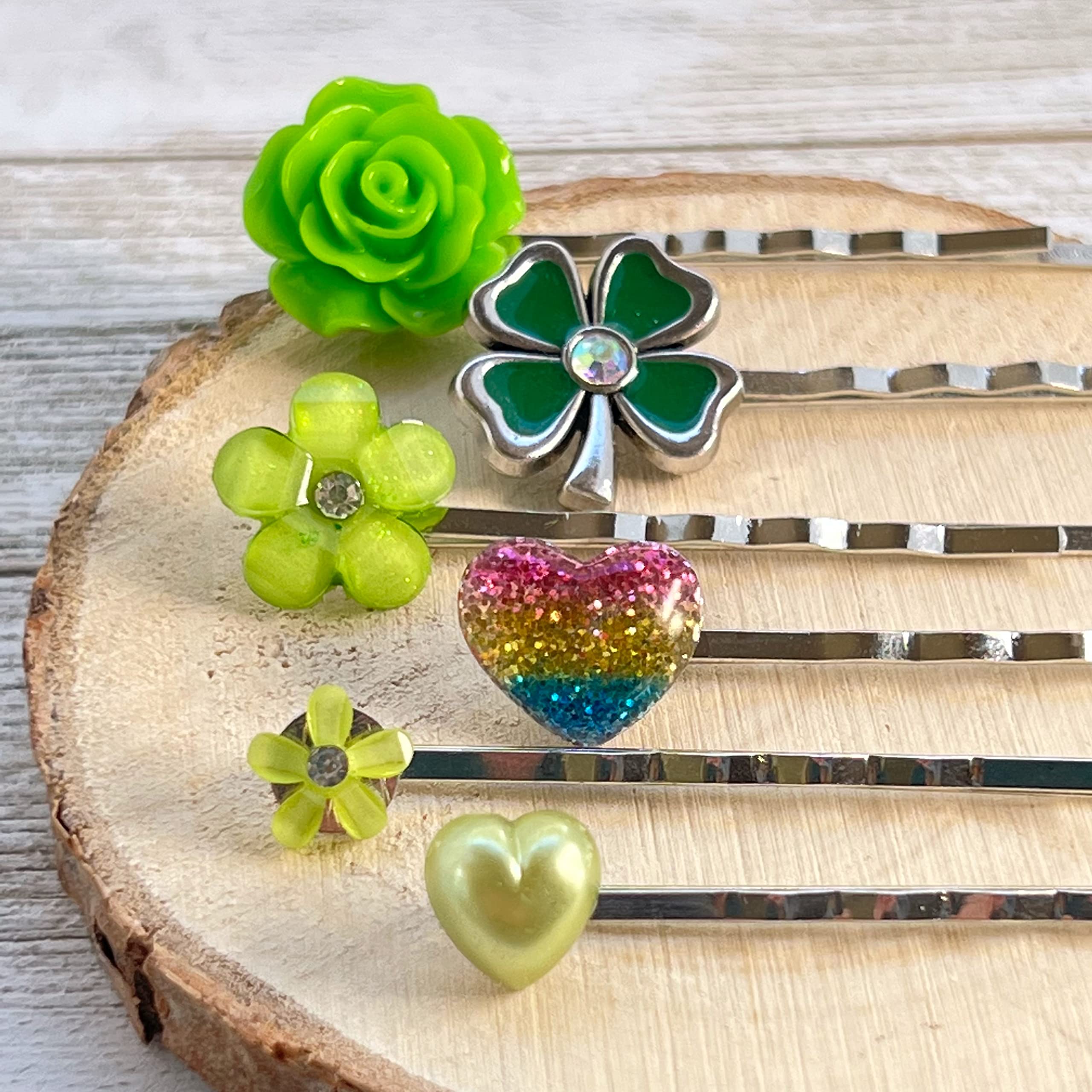 St. Patrick's Day Hair Accessories for Women - Shamrock Clover Hair Pin, Rainbow Hair Clip & Green Flower Hair Piece - Perfect for Irish Festivals, Parades & Themed Parties