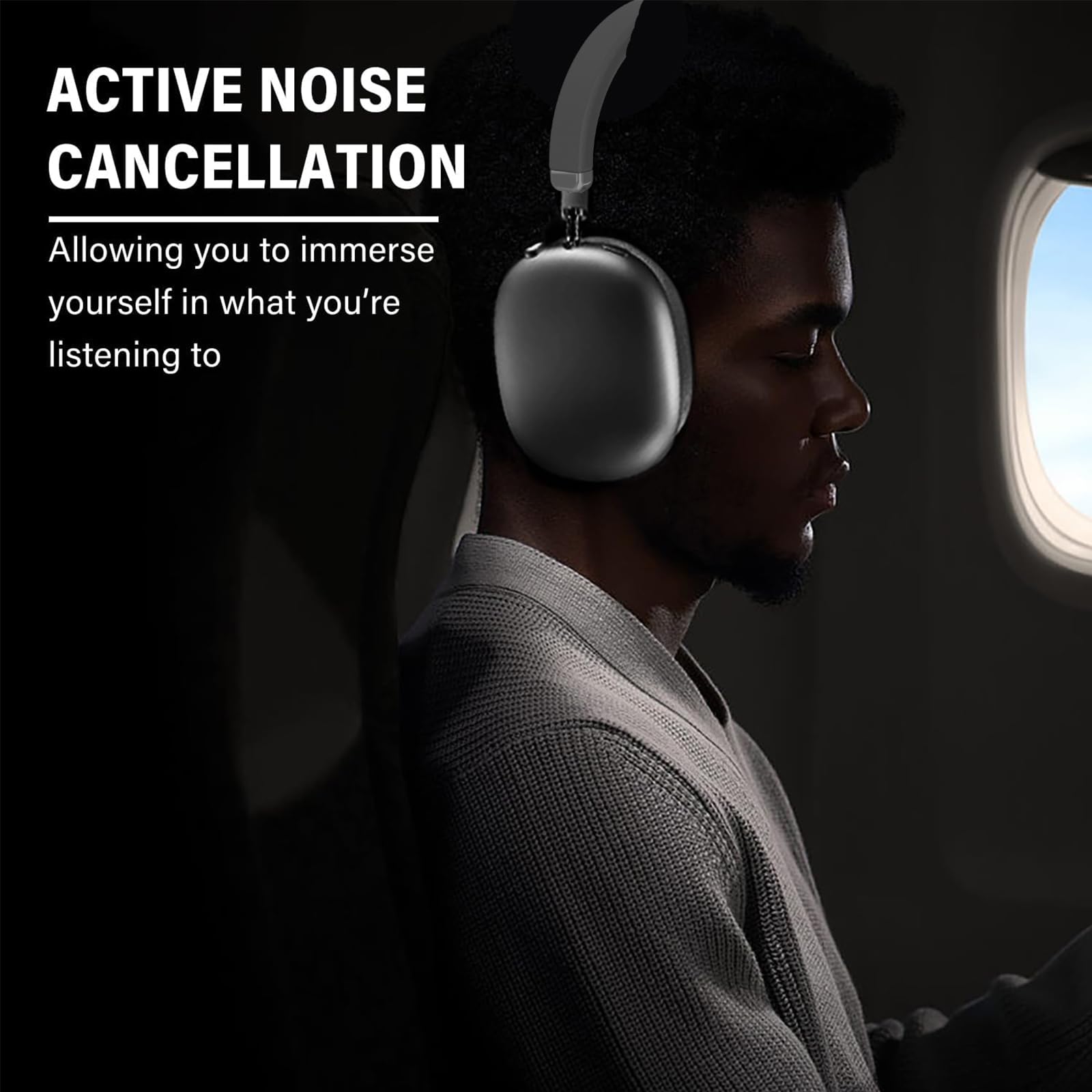Wireless Bluetooth Headphones with Active Noise Cancelling, Built-in Mic, 24H Playtime & HiFi Sound - Adjustable Over-Ear Design for iPhone/Android/Samsung (Silver) - Perfect for Travel, Workouts & Home Office
