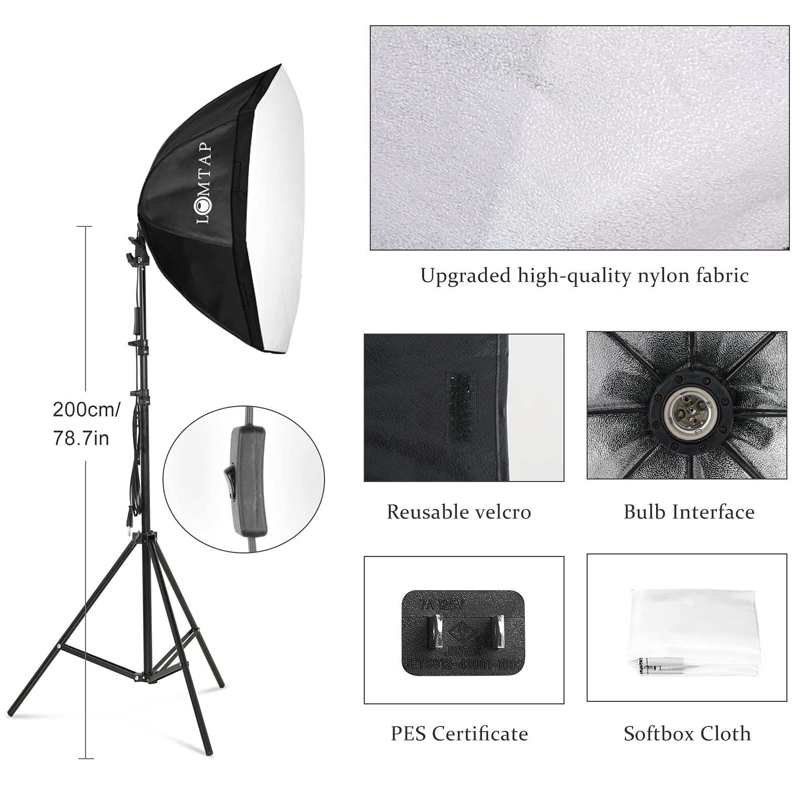 LOMTAP 10ft Backdrop Stand with Green Screen - Professional Photography Lighting Kit Includes 3 Softboxes, 5 Photo Umbrellas & 5-in-1 Reflector - Perfect for Video Equipment, Studio Lights, YouTube Setup and Party Photography