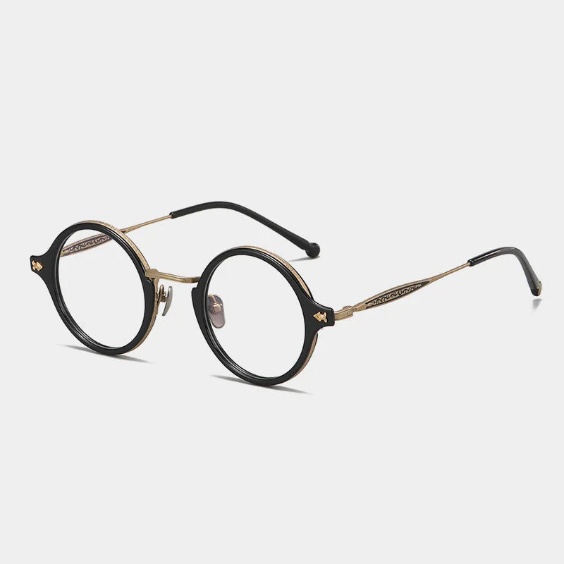 Stylish Unisex Black Titanium Round Eyeglasses - Full Rim Lightweight Frame for Men & Women | Perfect for Reading, Work, and Everyday Fashion