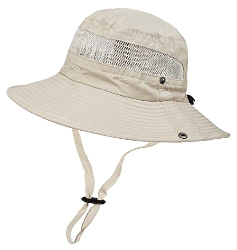 Women's UPF 50+ Mesh Boonie Sun Hat - Wide Brim Bucket Hat for Sun Protection & Windproof Fishing - Perfect for Outdoor Activities, Beach, Hiking, and Travel