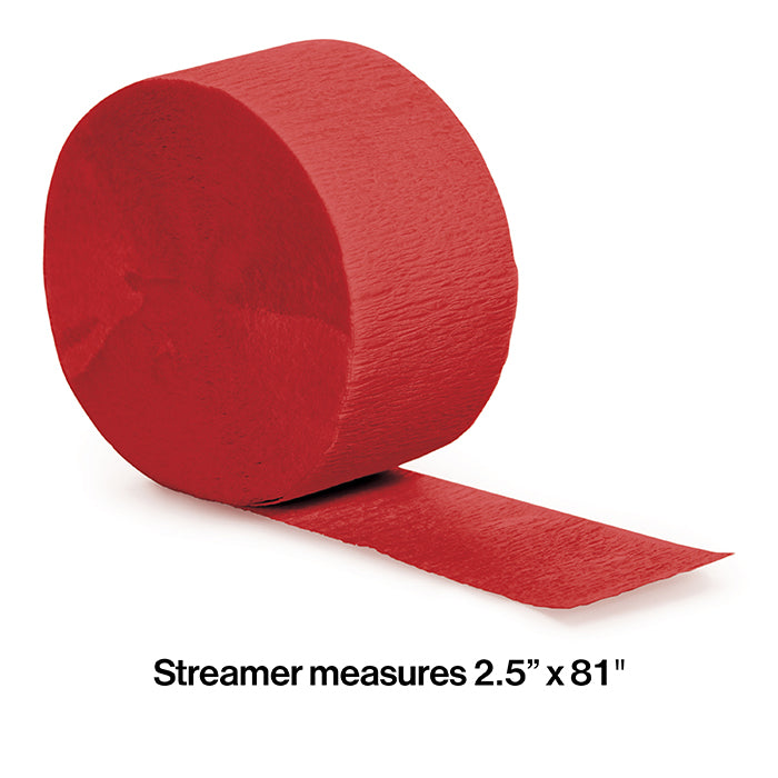 12-Piece Bulk Classic Red Crepe Streamers - 81 Feet Long Party Decorations for Birthdays, Weddings & Celebrations