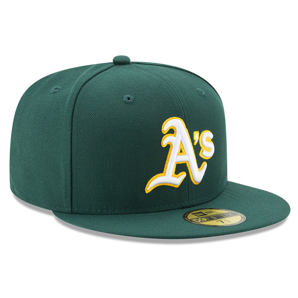 New Era 59Fifty Authentic MLB Baseball Cap - Oakland Athletics Official Road Hat in Dark Green for Men & Women | Perfect for Games, Streetwear & Sports Fan Fashion